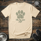 The Paw-fect Life Floral Paw Print T-Shirt – Elegant Dog Lover Graphic Tee for Pet Parents