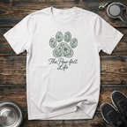 The Paw-fect Life Floral Paw Print T-Shirt – Elegant Dog Lover Graphic Tee for Pet Parents