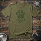 The Paw-fect Life Floral Paw Print T-Shirt – Elegant Dog Lover Graphic Tee for Pet Parents