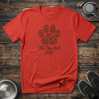 The Paw-fect Life Floral Paw Print T-Shirt – Elegant Dog Lover Graphic Tee for Pet Parents