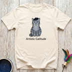 Artistic Catitude T-Shirt | Funny French Cat Lover Tee | Cat Mom Art Lover Gift