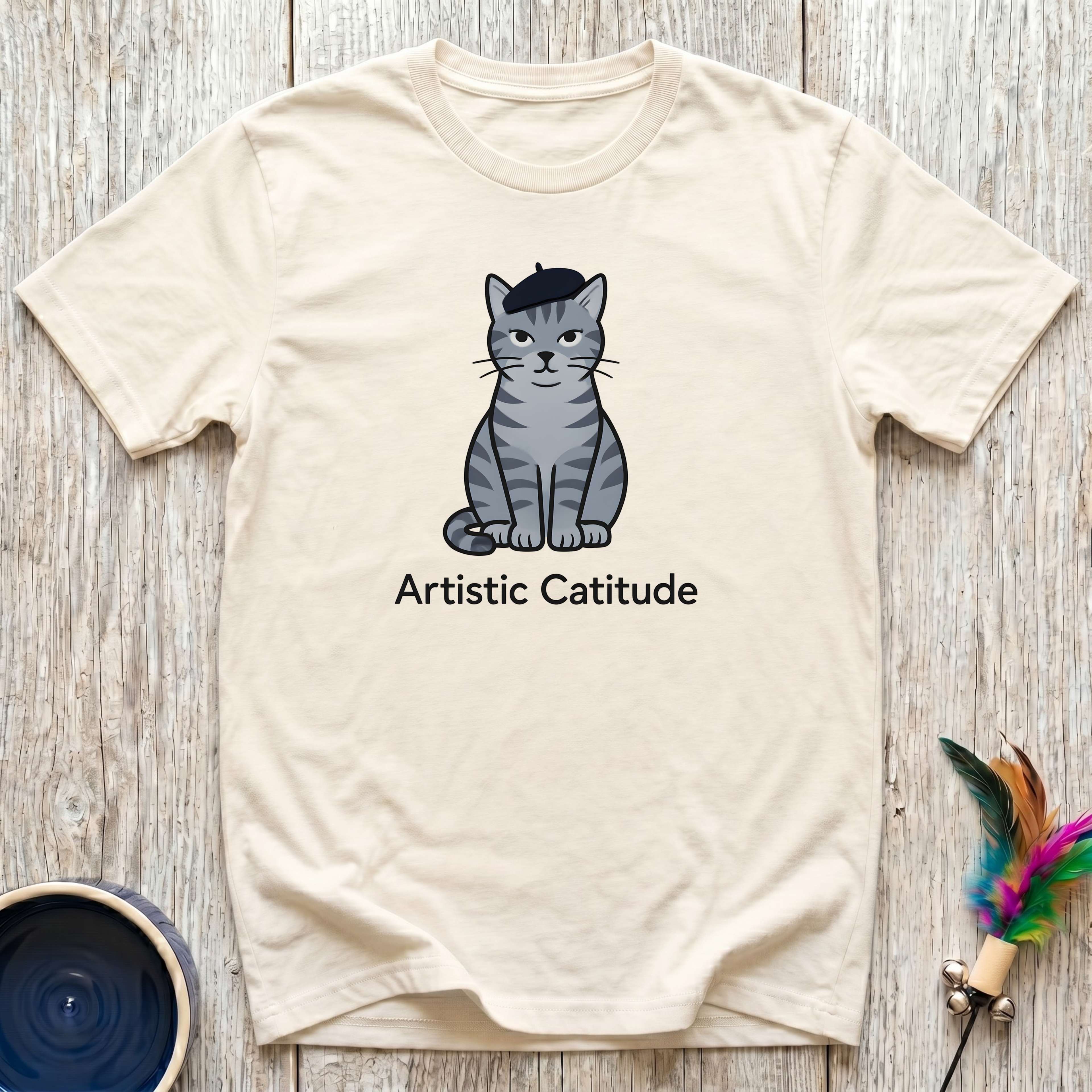 Artistic Catitude T-Shirt | Funny French Cat Lover Tee | Cat Mom Art Lover Gift