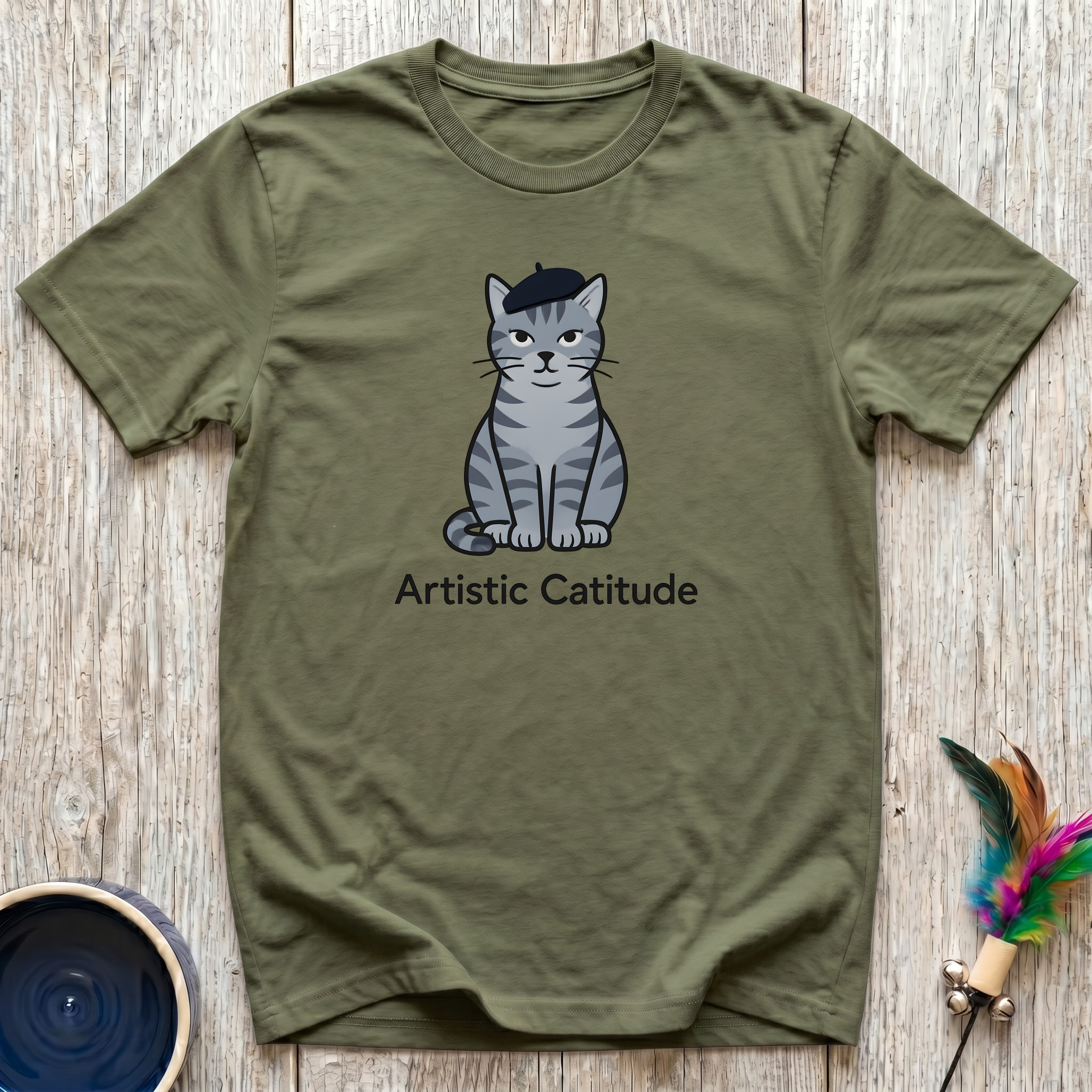 Artistic Catitude T-Shirt | Funny French Cat Lover Tee | Cat Mom Art Lover Gift