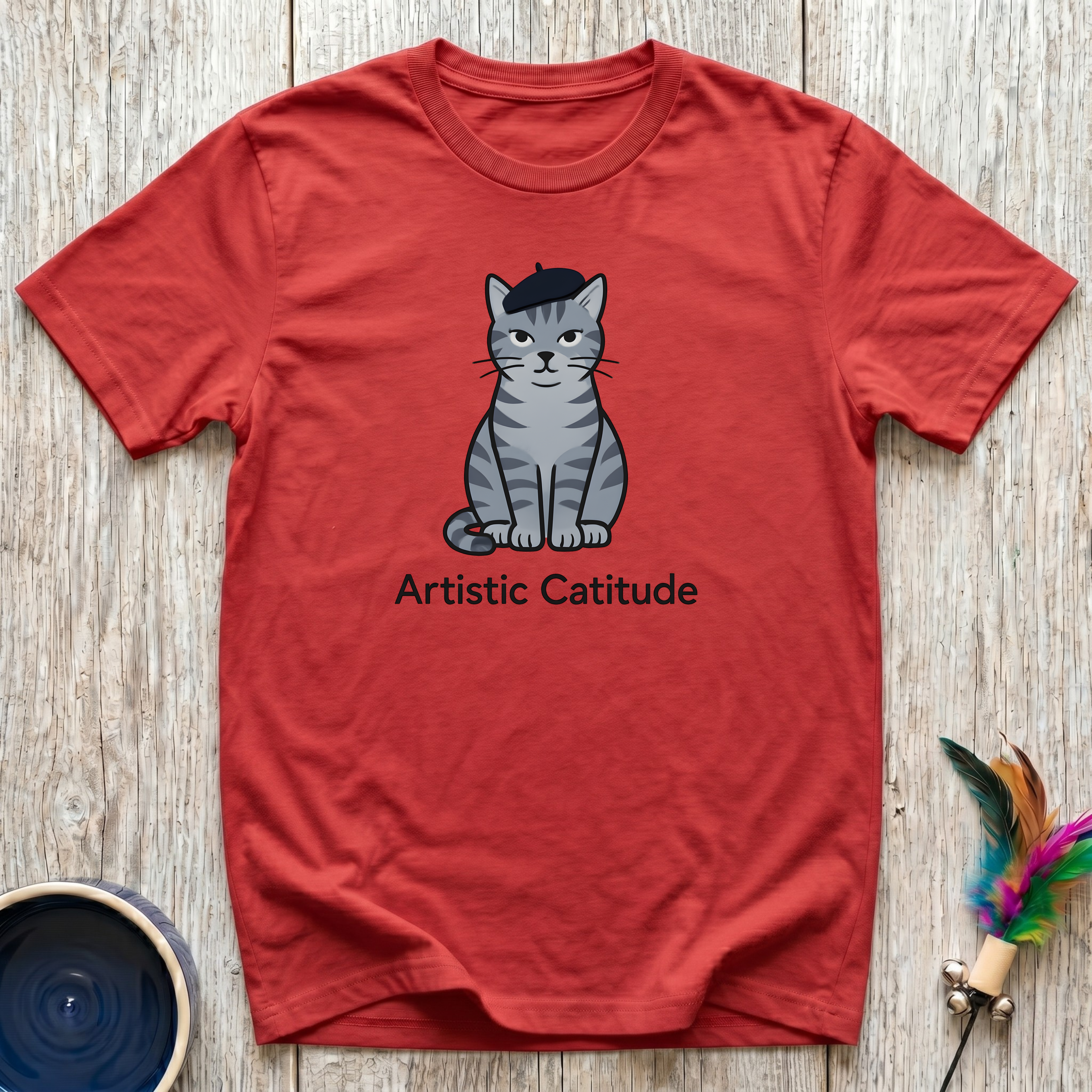 Artistic Catitude T-Shirt | Funny French Cat Lover Tee | Cat Mom Art Lover Gift