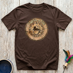 Caffeine & Cats T-Shirt | Vintage Wood Burn Coffee Cat Tee | Cat Mom Coffee Gift