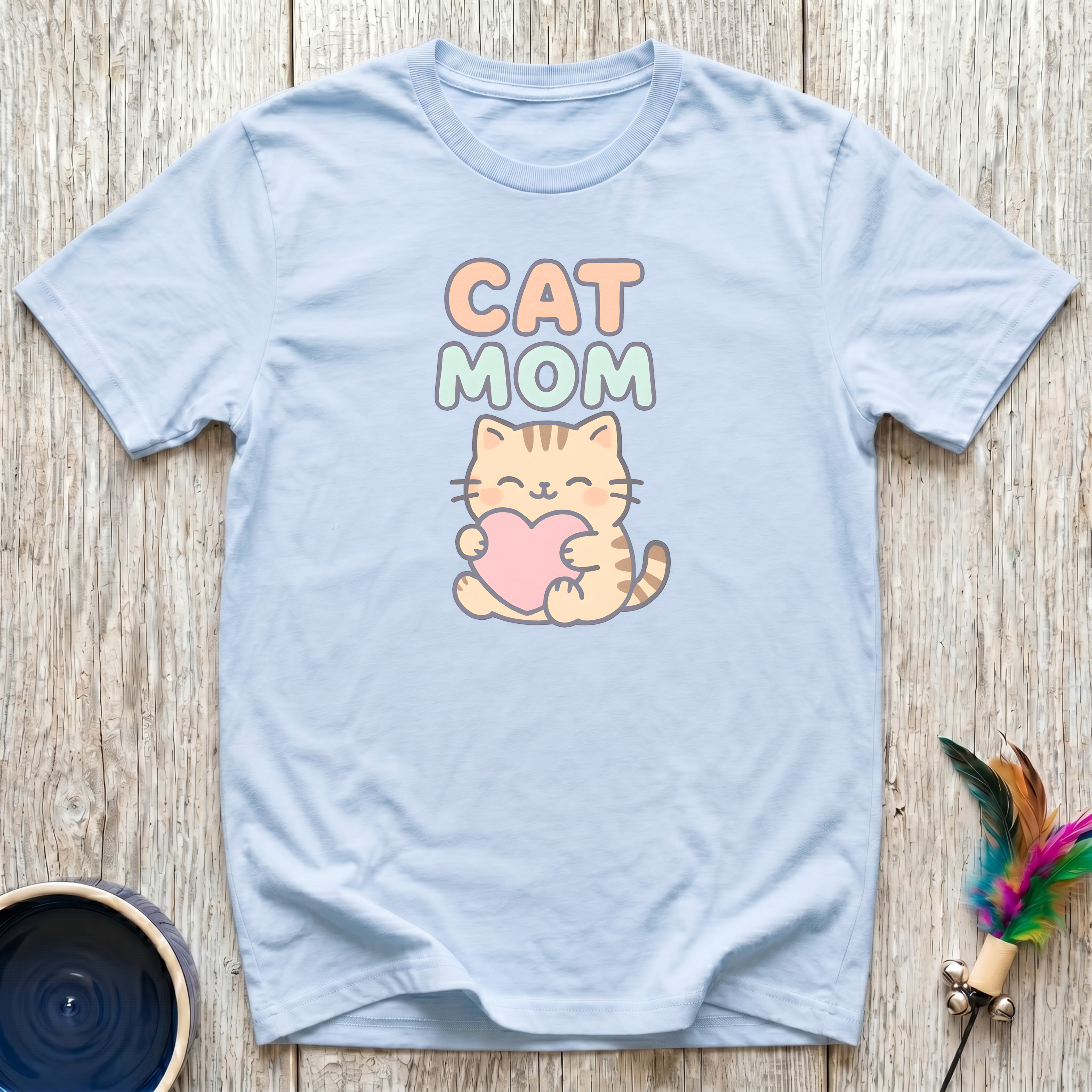 Cat Mom Kawaii Heart Kitty T-Shirt – Cute Cat Mom Graphic Tee for Cat Lovers, Cat Mamas & Feline Obsessed Women
