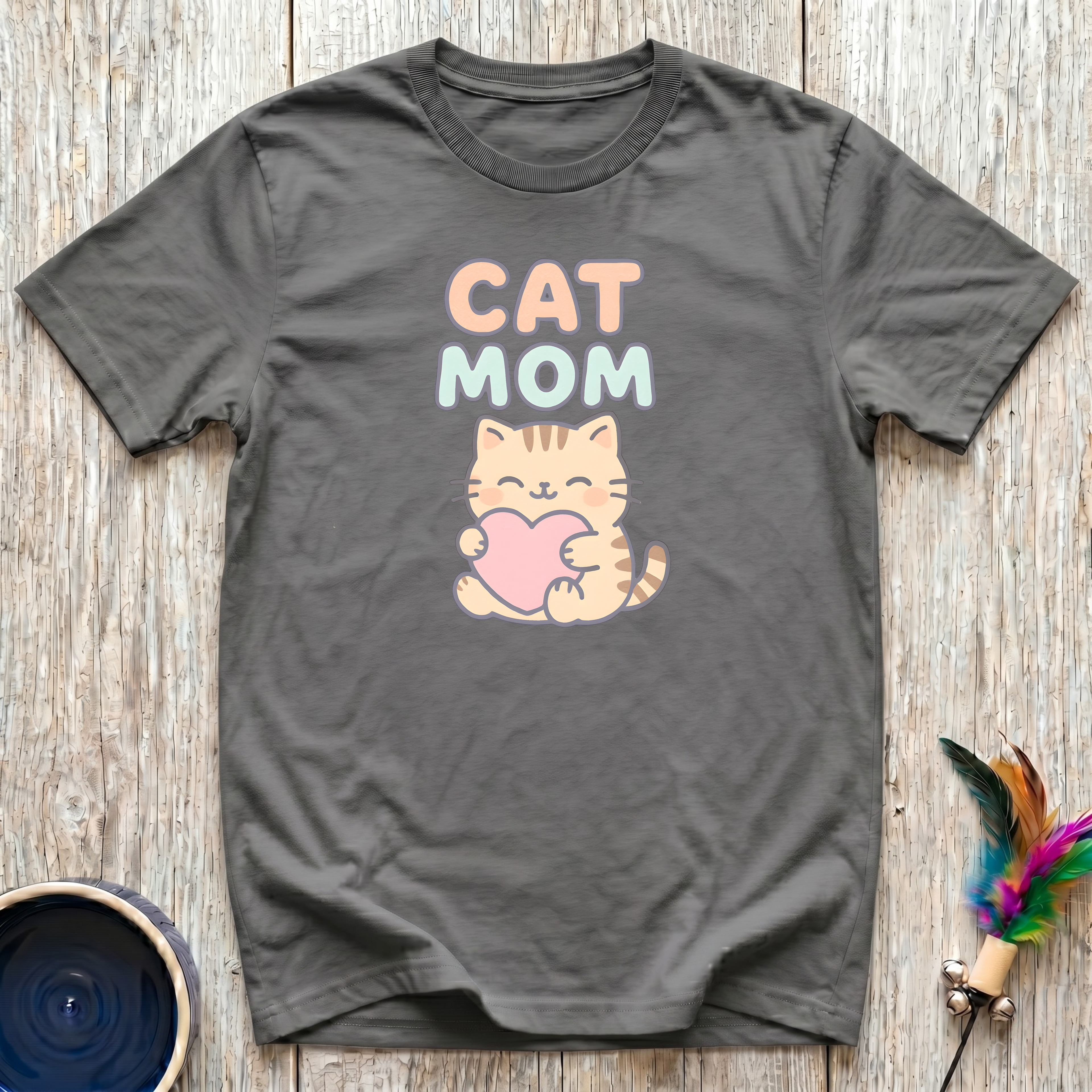 Cat Mom Kawaii Heart Kitty T-Shirt – Cute Cat Mom Graphic Tee for Cat Lovers, Cat Mamas & Feline Obsessed Women