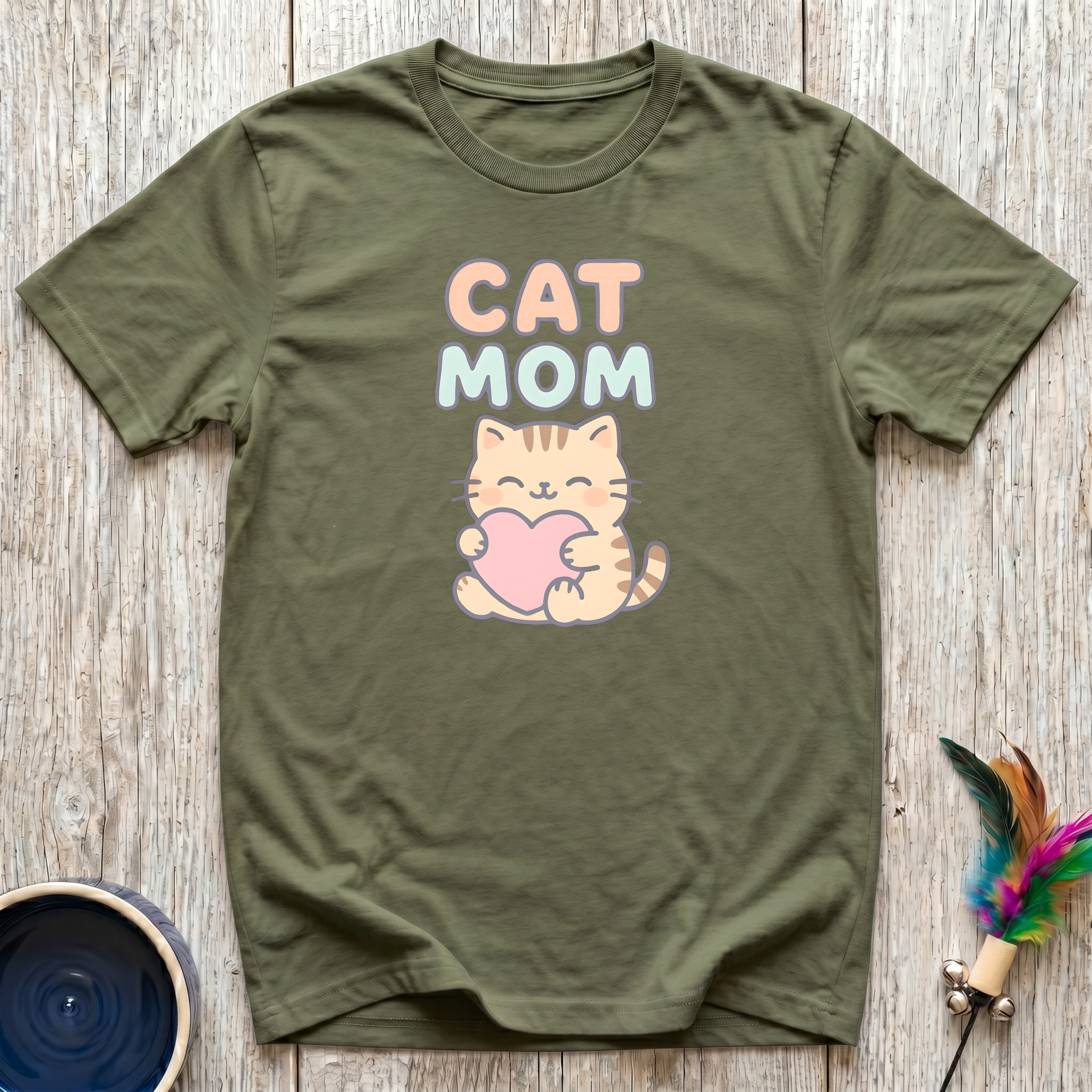 Cat Mom Kawaii Heart Kitty T-Shirt – Cute Cat Mom Graphic Tee for Cat Lovers, Cat Mamas & Feline Obsessed Women