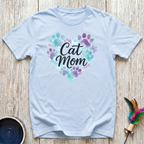 Cat Mom T-Shirt | Watercolor Paw Print Heart Tee | Cat Mom Mother's Day Gift