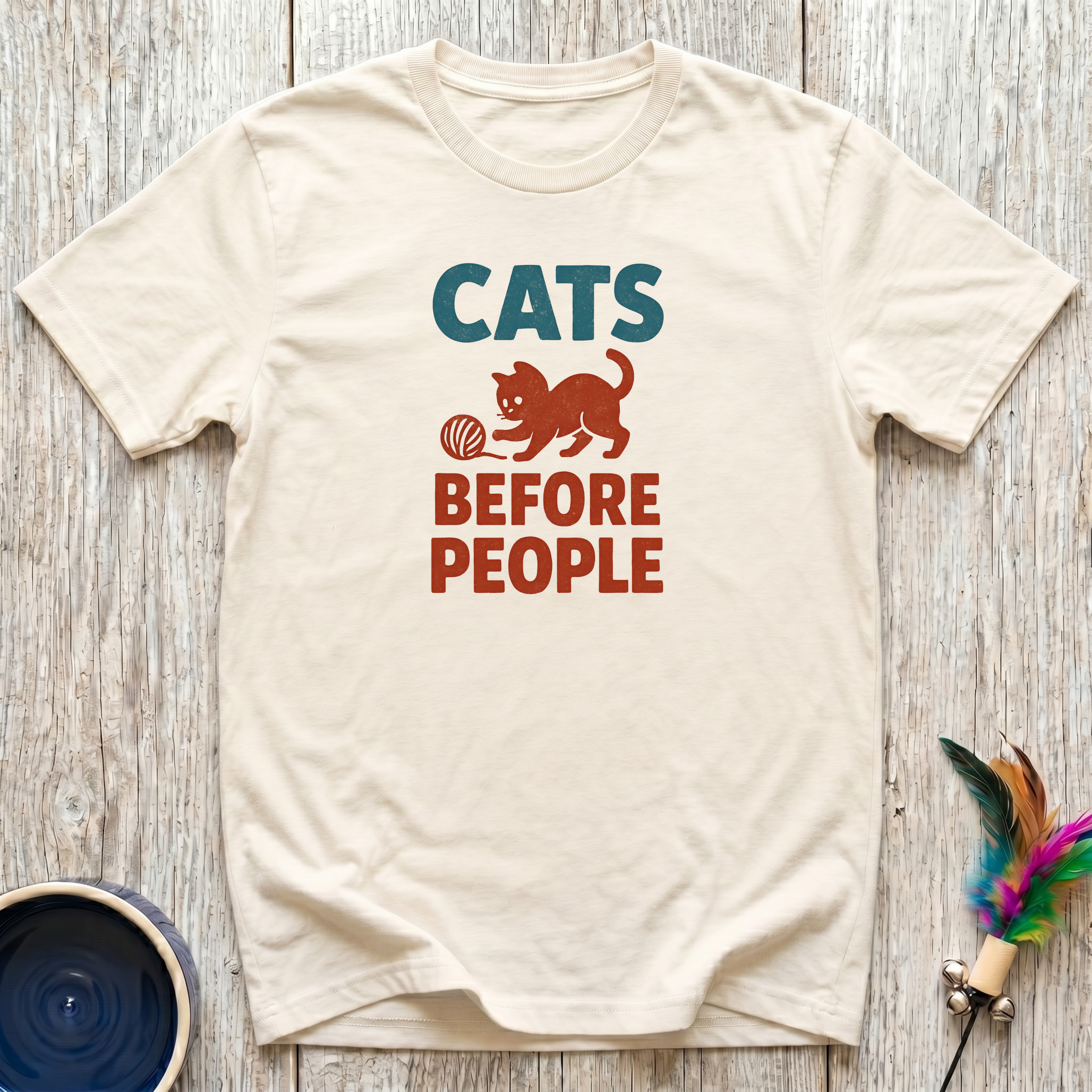 Cats Before People Funny Cat Lover T-Shirt – Bold Retro Cat Graphic Tee for Cat Moms & Introverts Who Love Cats