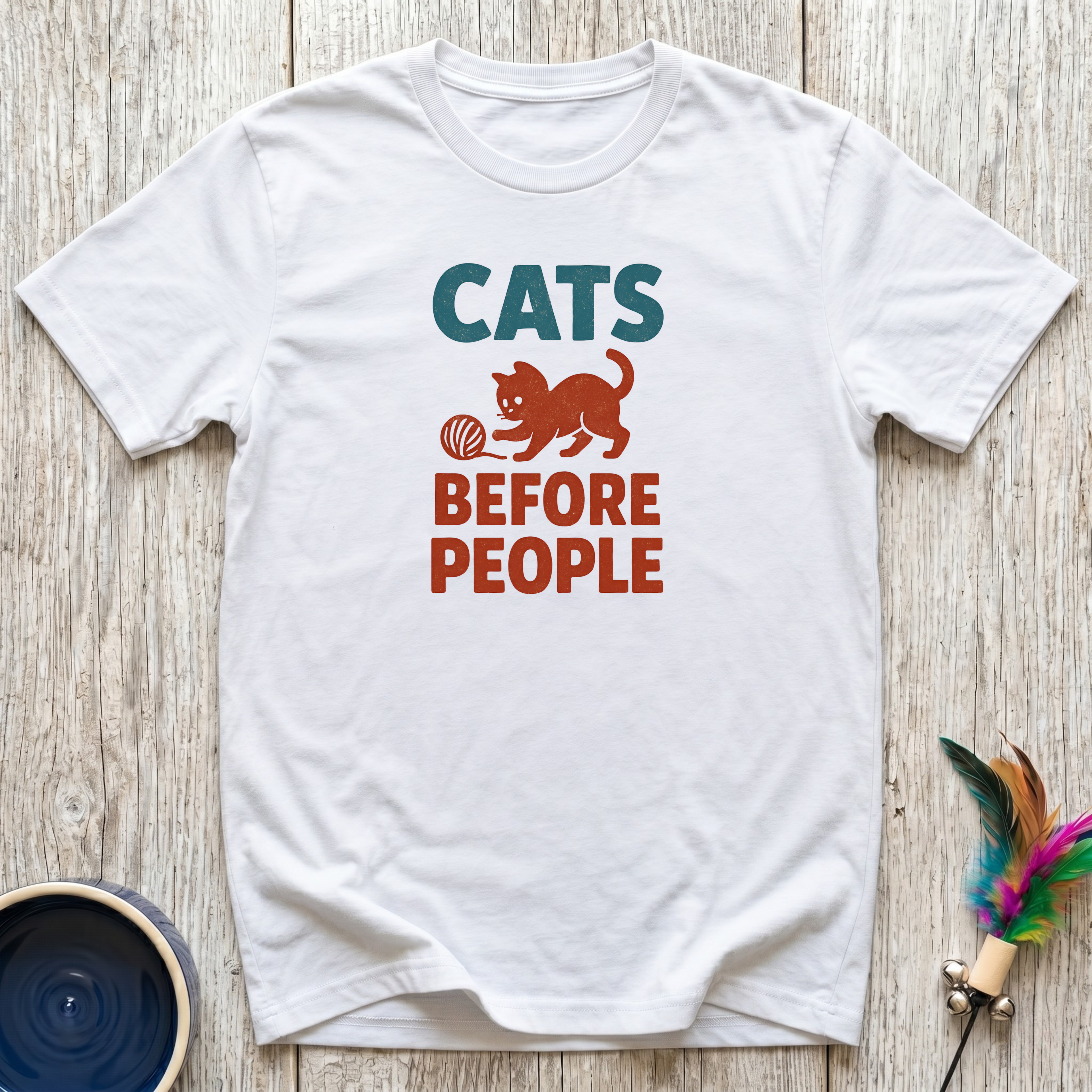 Cats Before People Funny Cat Lover T-Shirt – Bold Retro Cat Graphic Tee for Cat Moms & Introverts Who Love Cats