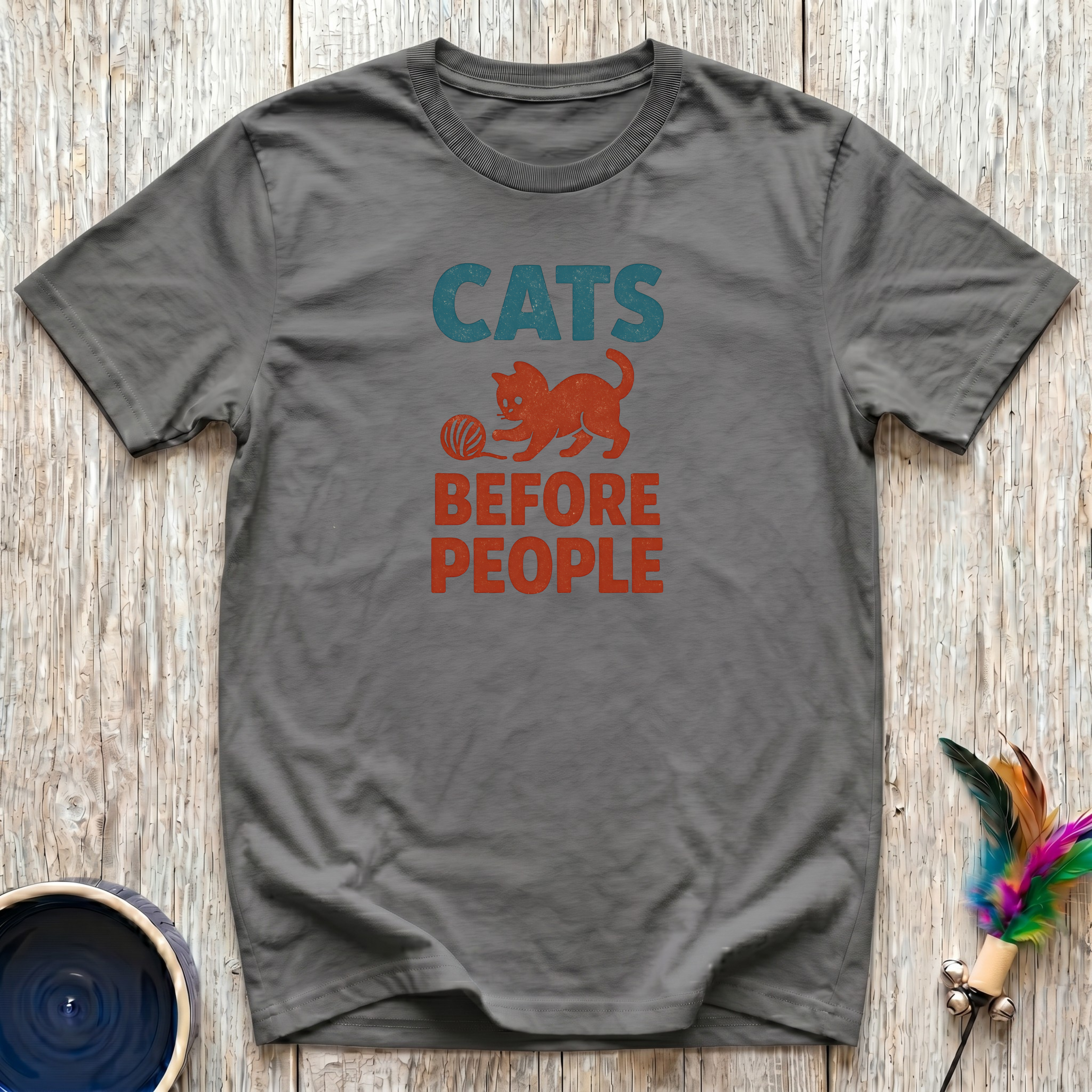 Cats Before People Funny Cat Lover T-Shirt – Bold Retro Cat Graphic Tee for Cat Moms & Introverts Who Love Cats