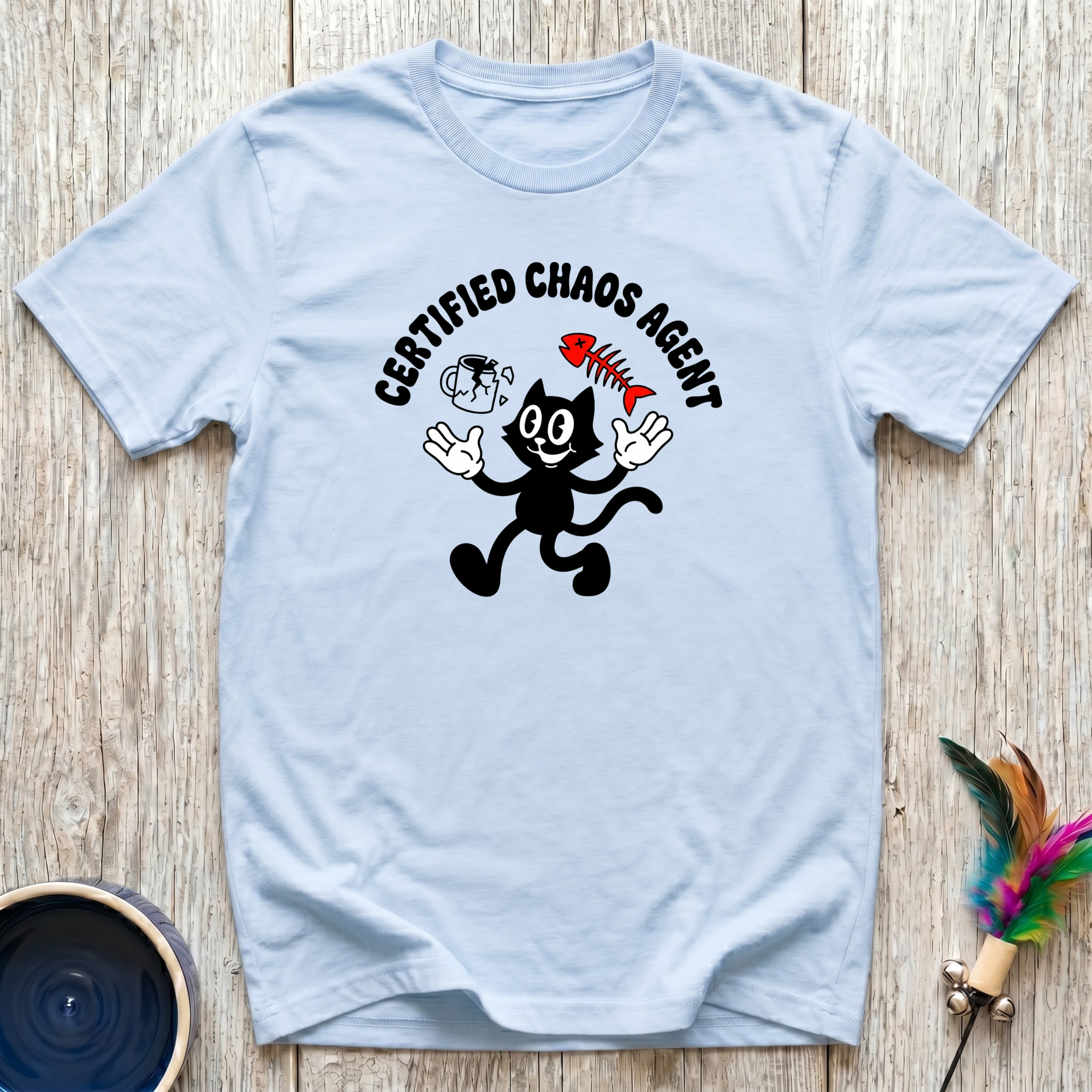Certified Chaos Agent T-Shirt | Funny Cat Lover Retro Tee | Cat Mom Dad Gift