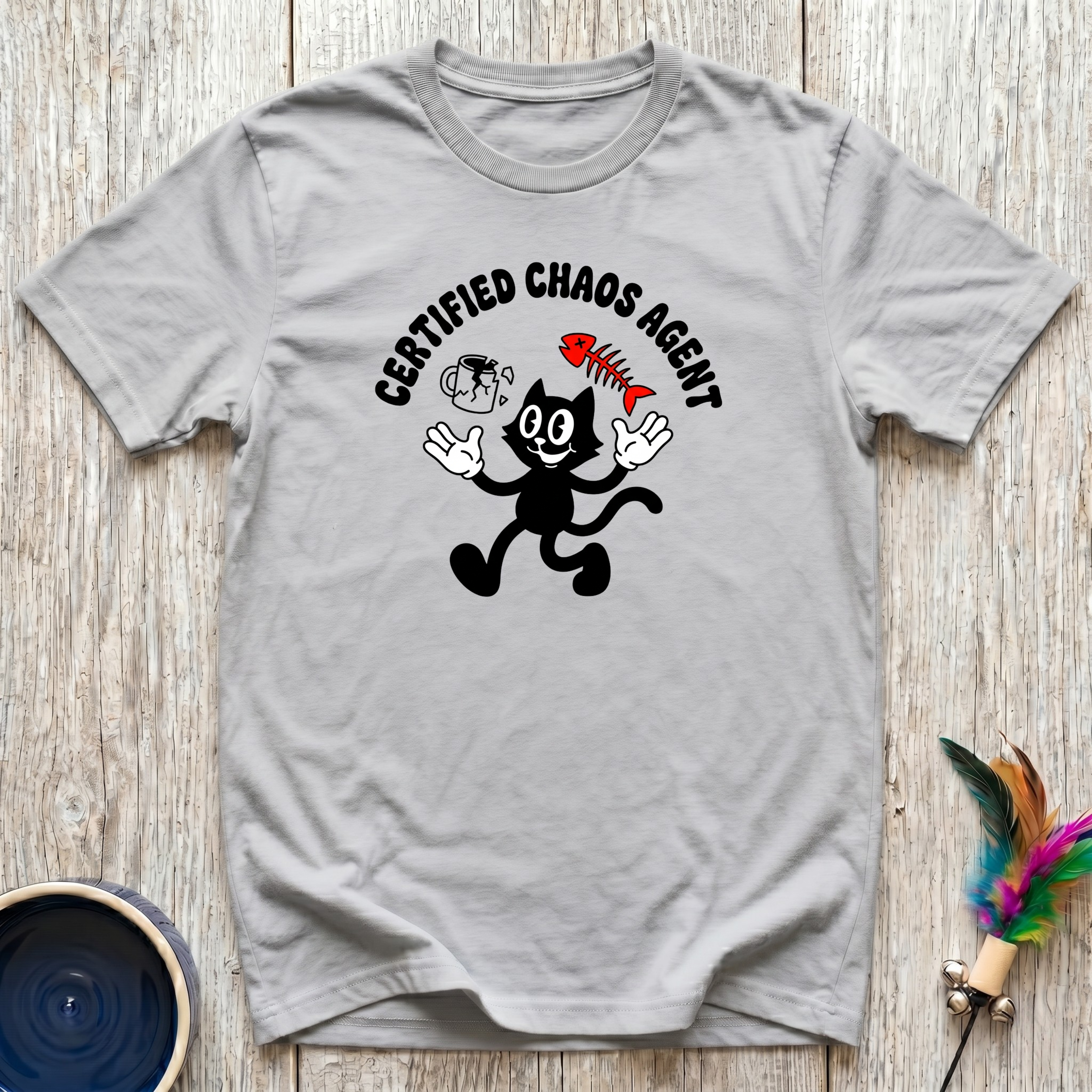 Certified Chaos Agent T-Shirt | Funny Cat Lover Retro Tee | Cat Mom Dad Gift