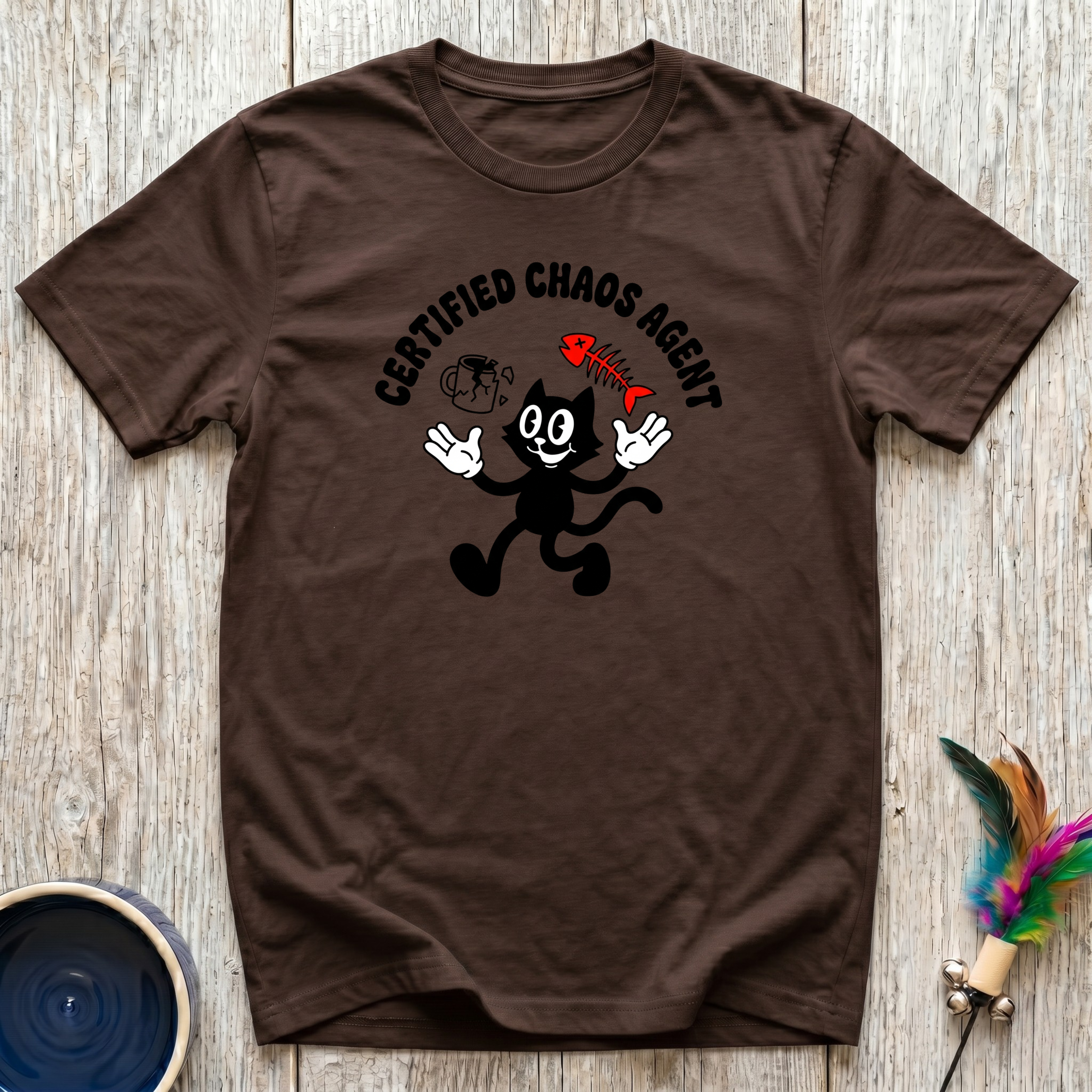 Certified Chaos Agent T-Shirt | Funny Cat Lover Retro Tee | Cat Mom Dad Gift