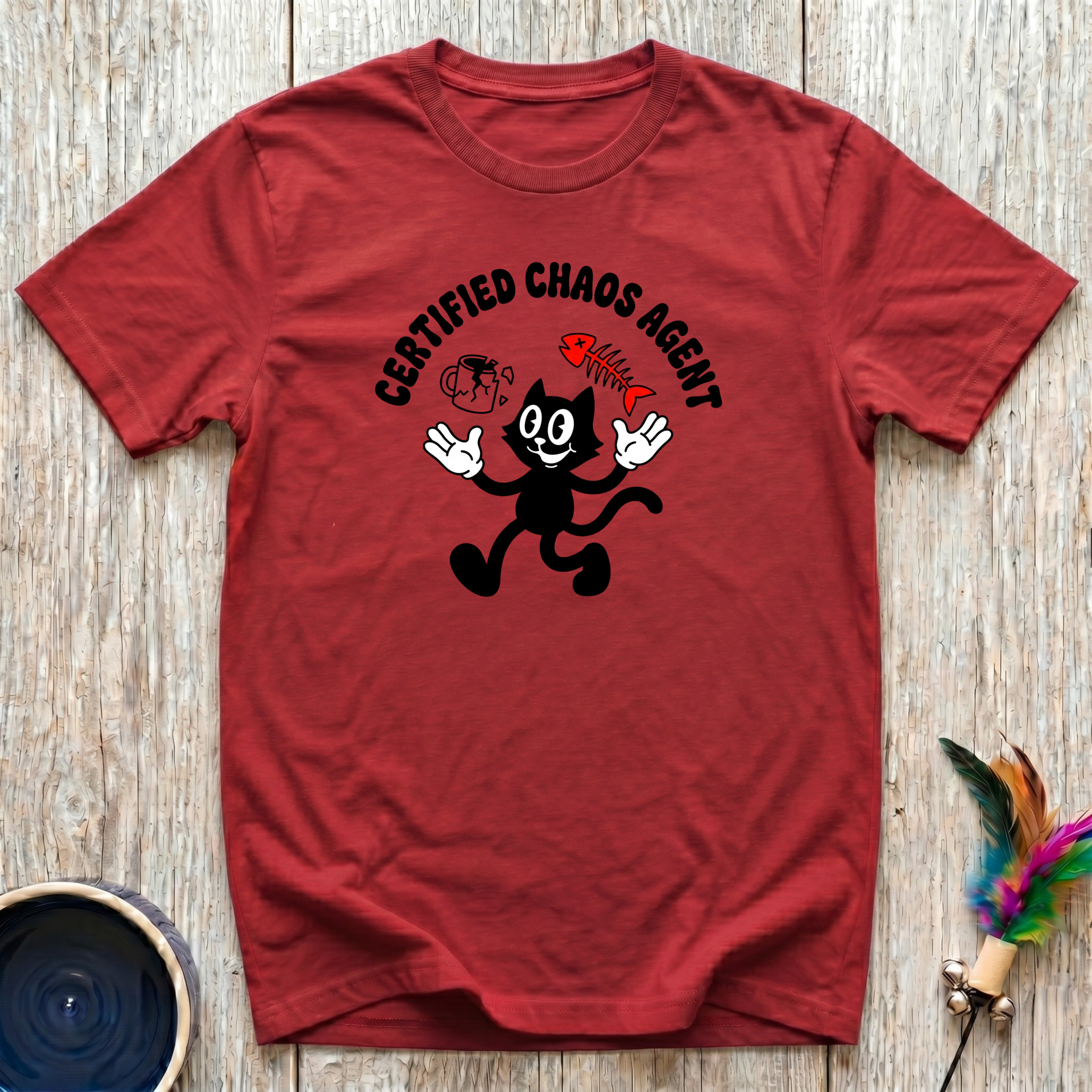 Certified Chaos Agent T-Shirt | Funny Cat Lover Retro Tee | Cat Mom Dad Gift