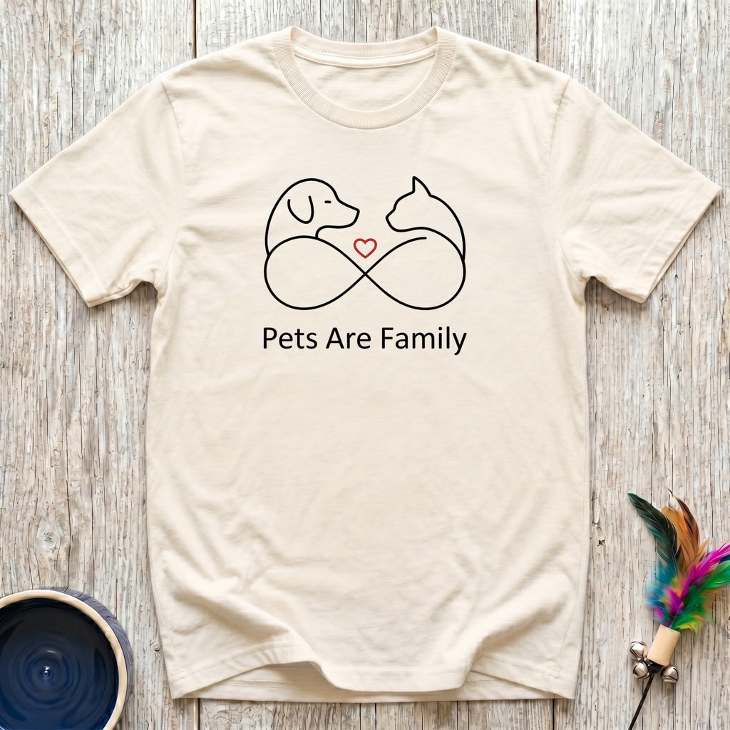 Pets Are Family T-Shirt | Elegant Dog Cat Lover Tee | Pet Mom Dad Minimalist Gift