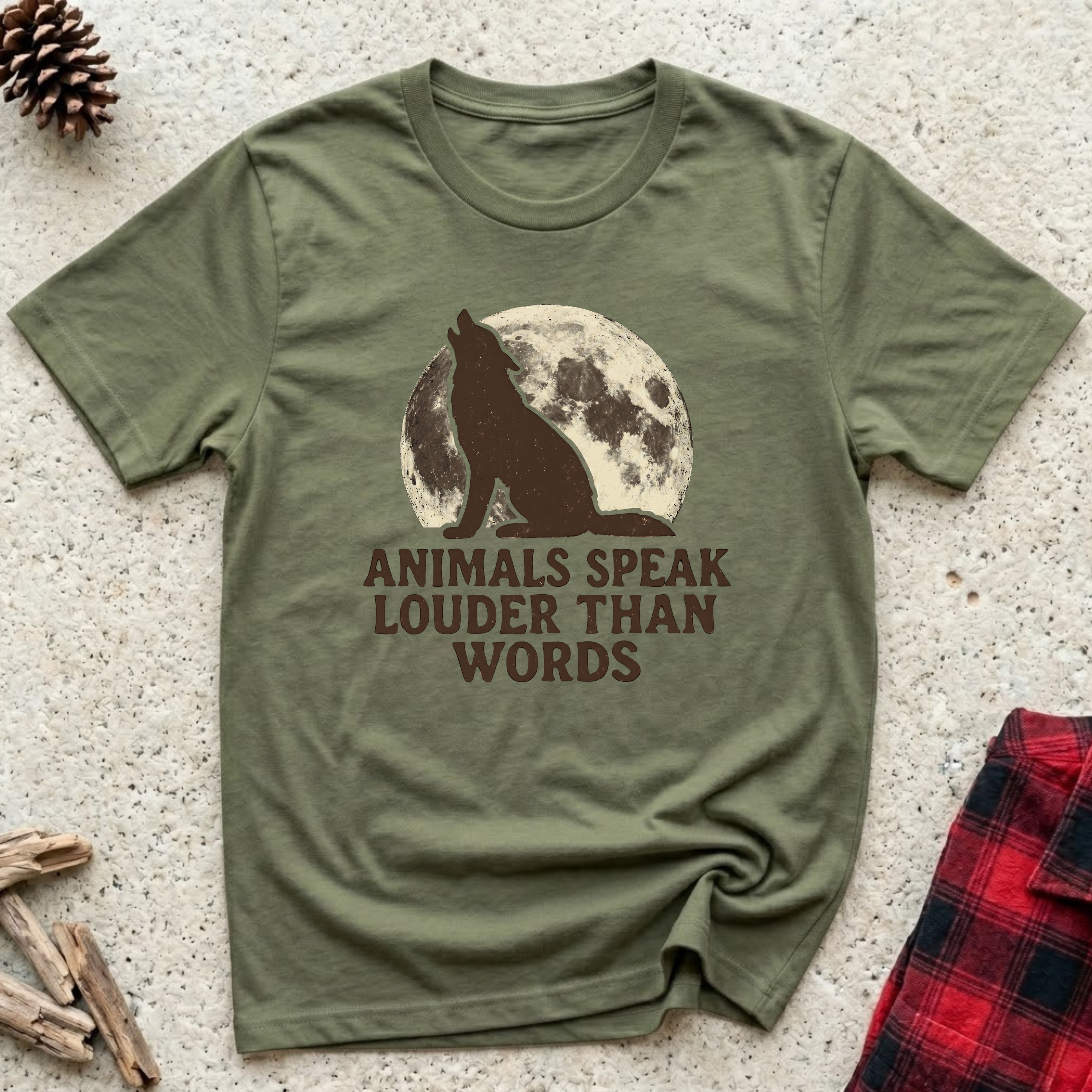 Animals Speak Louder Than Words T-Shirt | Wolf Moon Nature Tee | Wildlife Animal Lover Gift