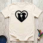 Cat & Dog Heart T-Shirt | Cute Pet Lover Tee | Dog Mom Cat Mom Best Friend Gift