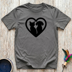 Cat & Dog Heart T-Shirt | Cute Pet Lover Tee | Dog Mom Cat Mom Best Friend Gift