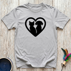 Cat & Dog Heart T-Shirt | Cute Pet Lover Tee | Dog Mom Cat Mom Best Friend Gift