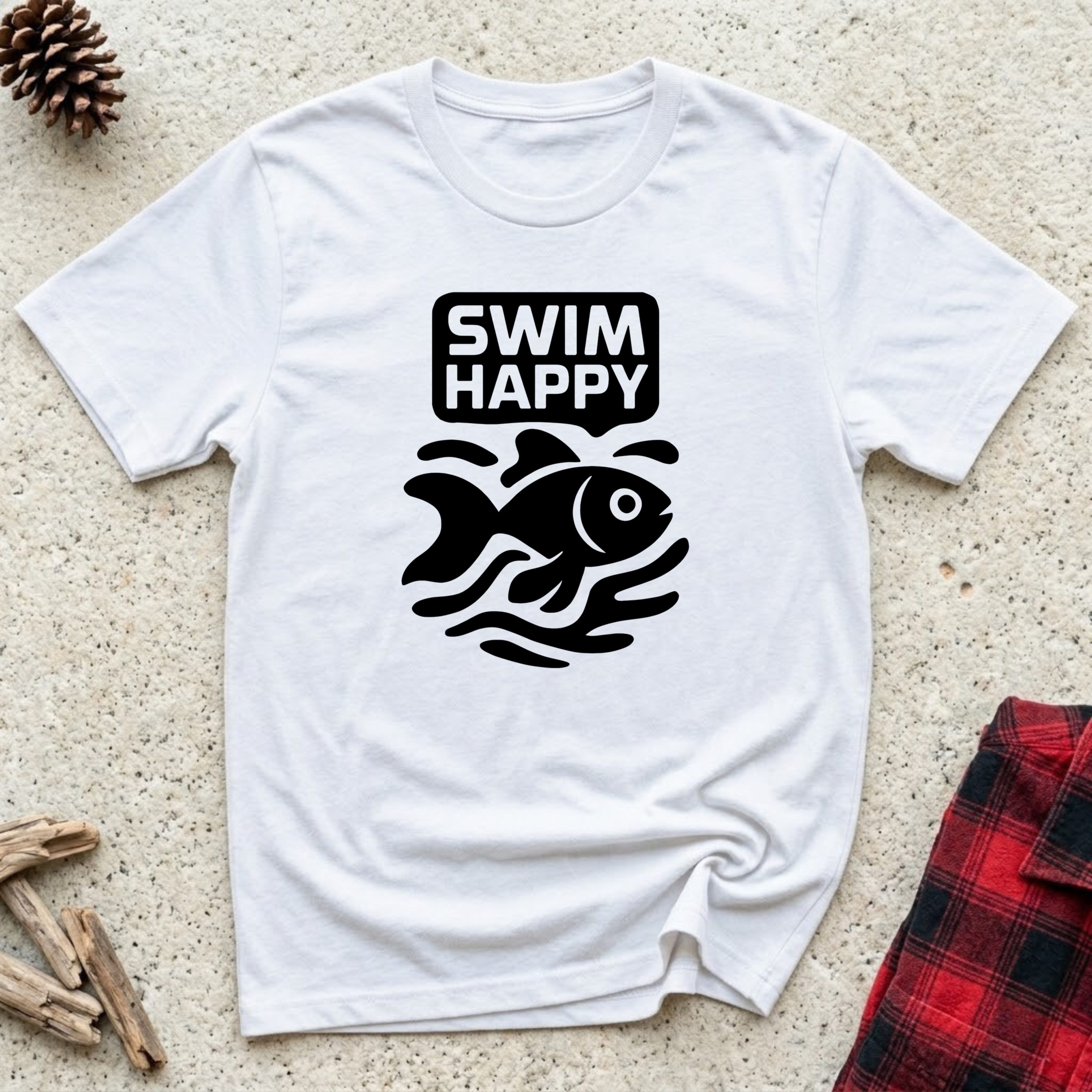 Swim Happy T-Shirt | Funny Fish Lover Tee | Aquarium Owner Ocean Swimmer Gift