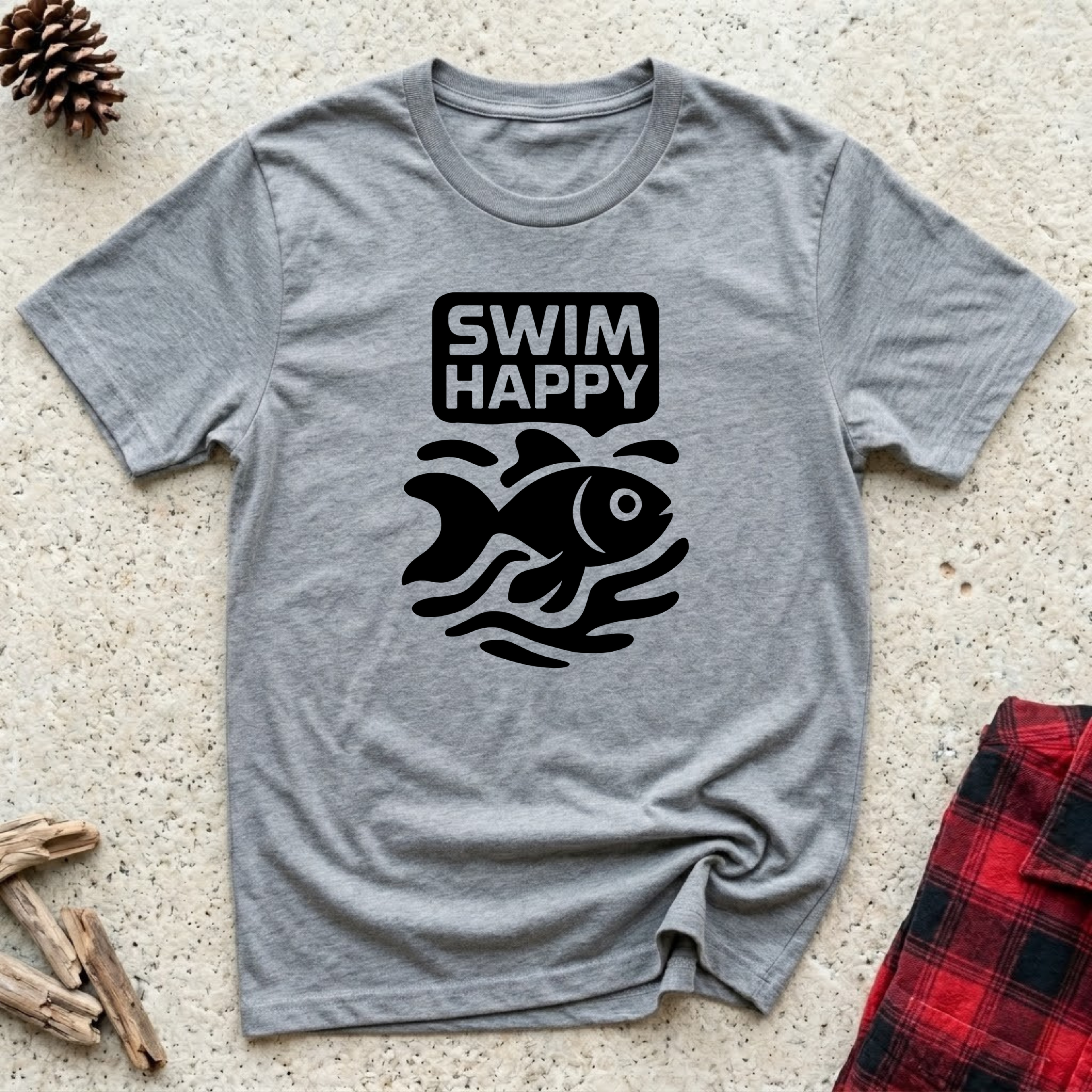 Swim Happy T-Shirt | Funny Fish Lover Tee | Aquarium Owner Ocean Swimmer Gift