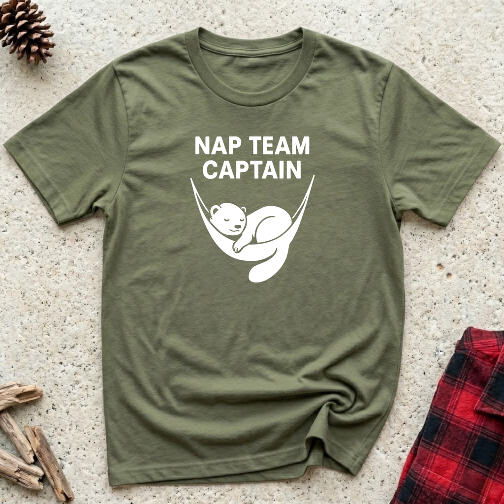 Nap Team Captain T-Shirt | Funny Pet Lover Nap Tee | Otter Mom Otter Dad Lazy Day Gift