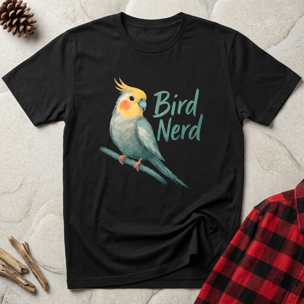 Bird Nerd T-Shirt | Cute Cockatiel Lover Tee | Bird Owner Cockatiel Mom Gift