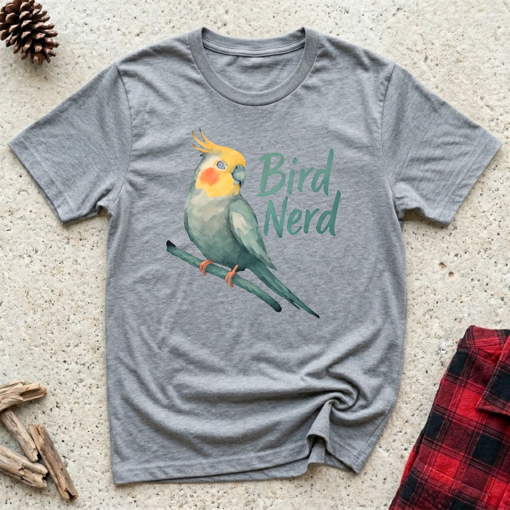 Bird Nerd T-Shirt | Cute Cockatiel Lover Tee | Bird Owner Cockatiel Mom Gift