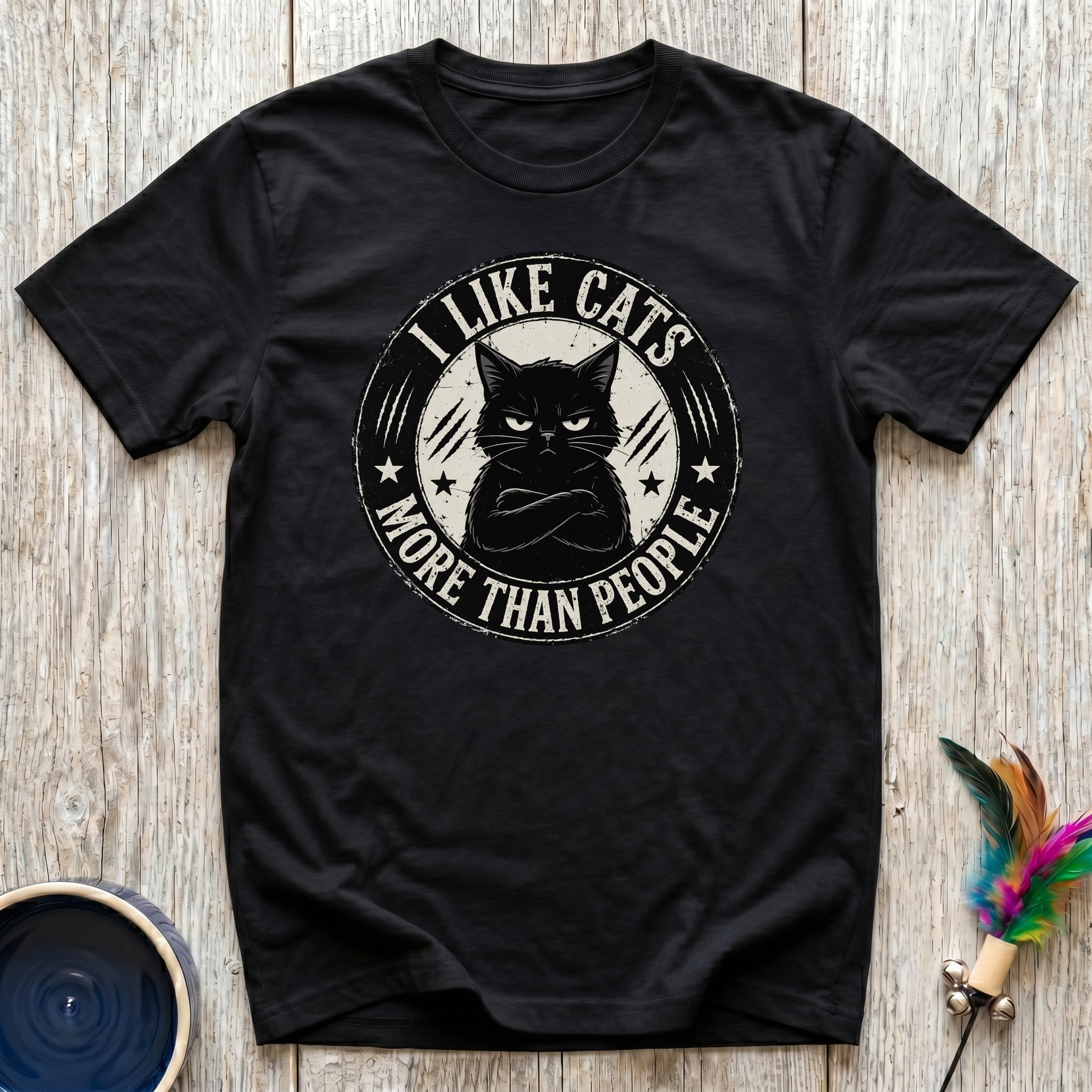 I Like Cats More Than People T-Shirt | Funny Grumpy Cat Tee | Cat Lover Gift