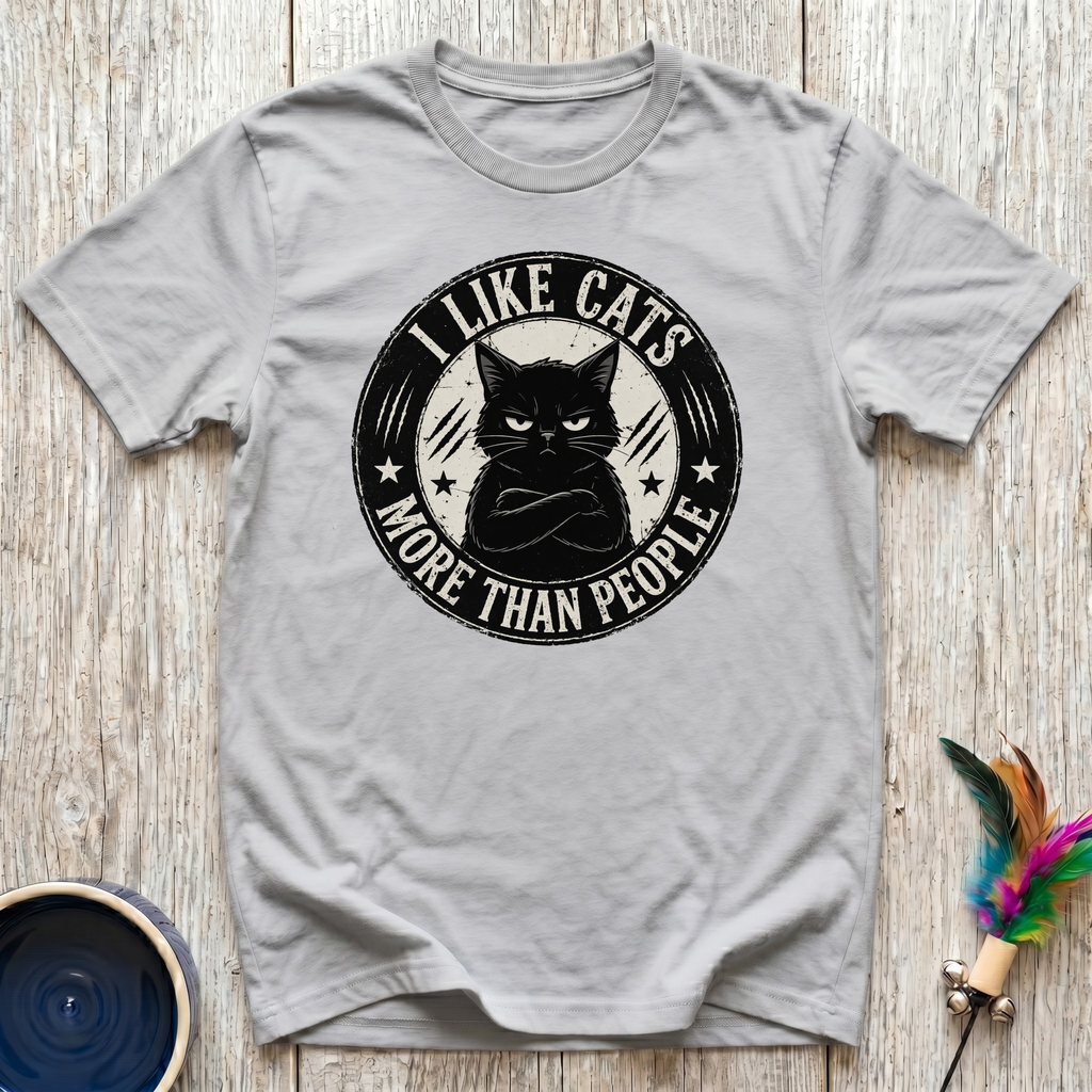 I Like Cats More Than People T-Shirt | Funny Grumpy Cat Tee | Cat Lover Gift
