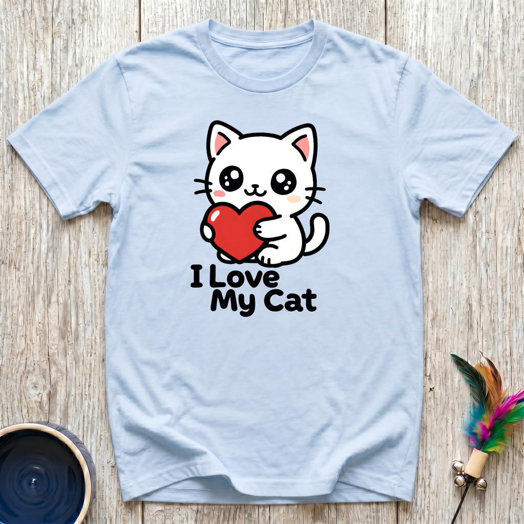 I Love My Cat T-Shirt | Cute Kawaii Cat Lover Tee | Cat Mom Dad Gift