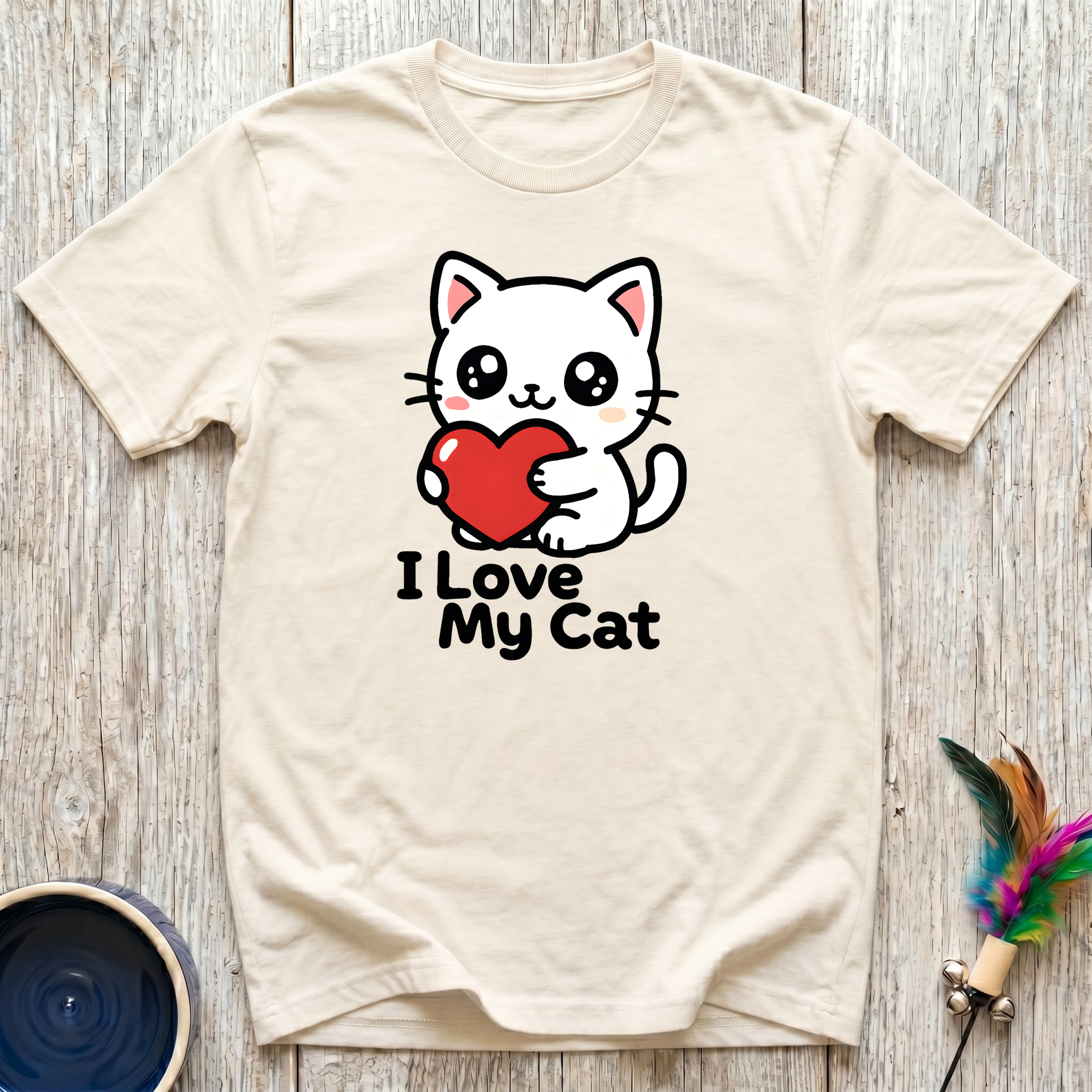 I Love My Cat T-Shirt | Cute Kawaii Cat Lover Tee | Cat Mom Dad Gift