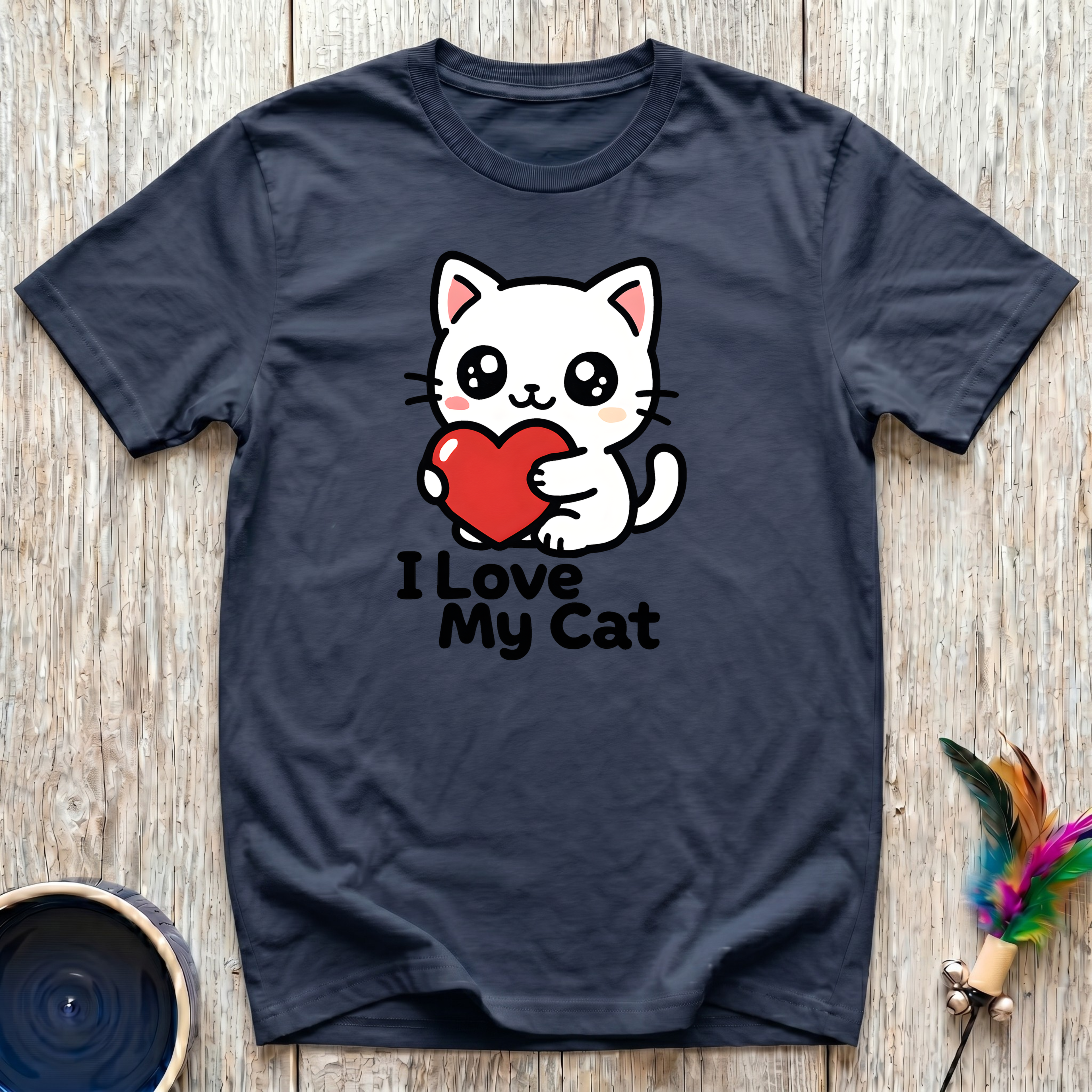I Love My Cat T-Shirt | Cute Kawaii Cat Lover Tee | Cat Mom Dad Gift