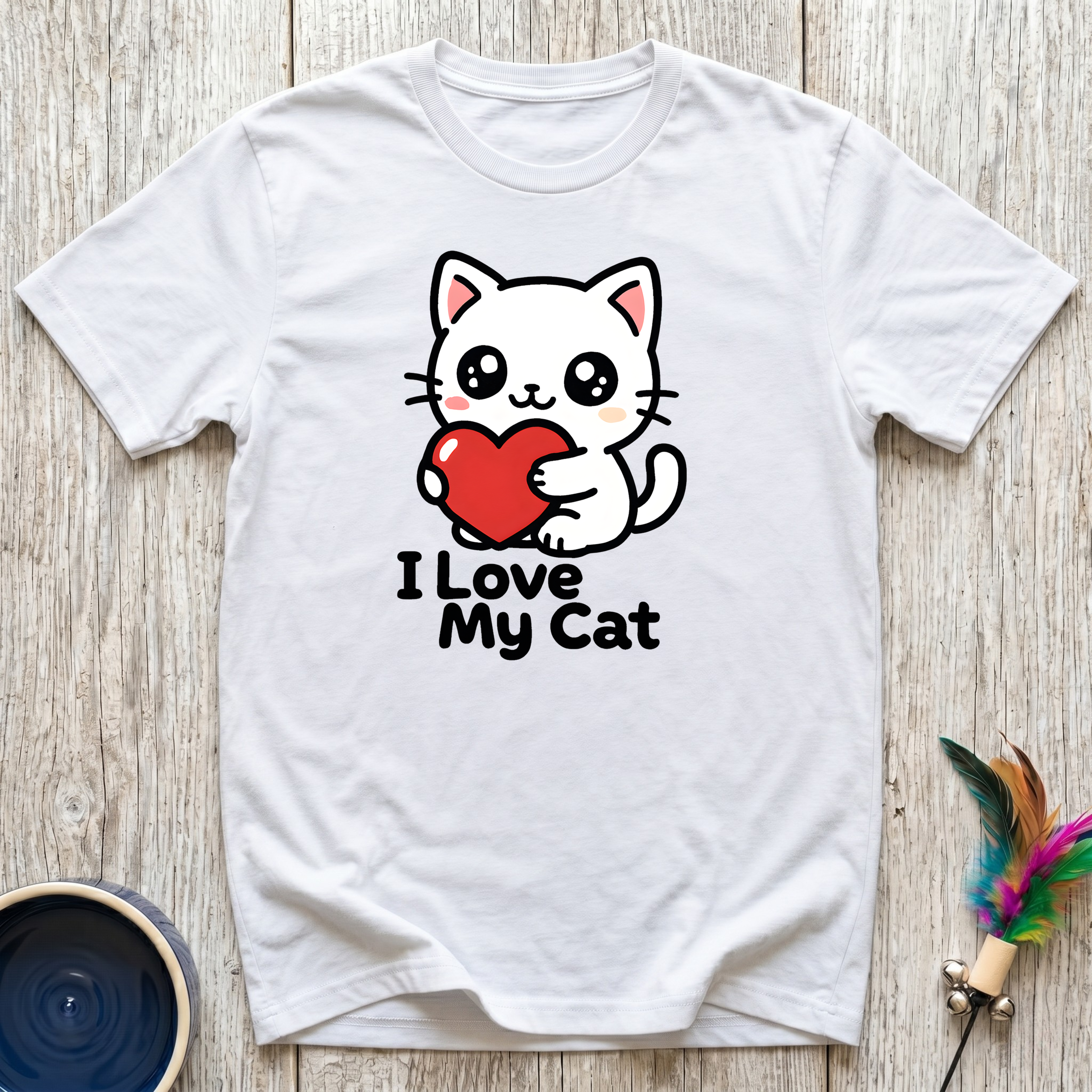 I Love My Cat T-Shirt | Cute Kawaii Cat Lover Tee | Cat Mom Dad Gift