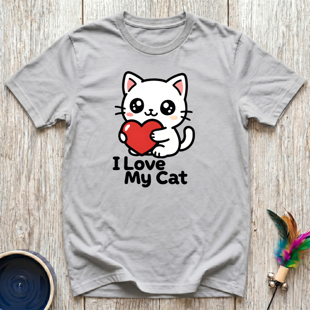 I Love My Cat T-Shirt | Cute Kawaii Cat Lover Tee | Cat Mom Dad Gift