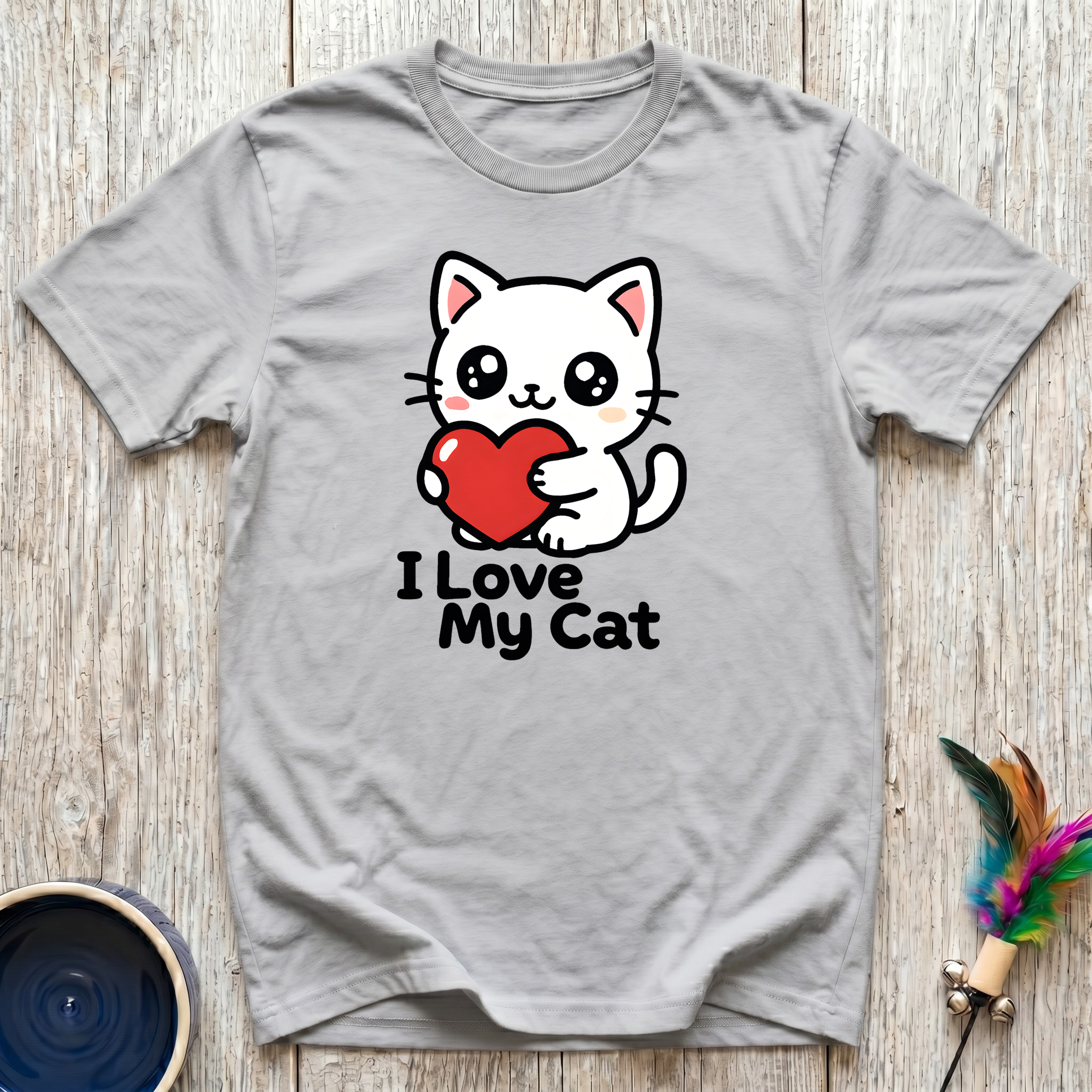I Love My Cat T-Shirt | Cute Kawaii Cat Lover Tee | Cat Mom Dad Gift