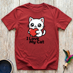I Love My Cat T-Shirt | Cute Kawaii Cat Lover Tee | Cat Mom Dad Gift
