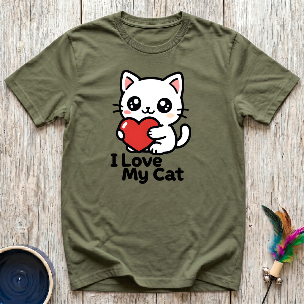 I Love My Cat T-Shirt | Cute Kawaii Cat Lover Tee | Cat Mom Dad Gift