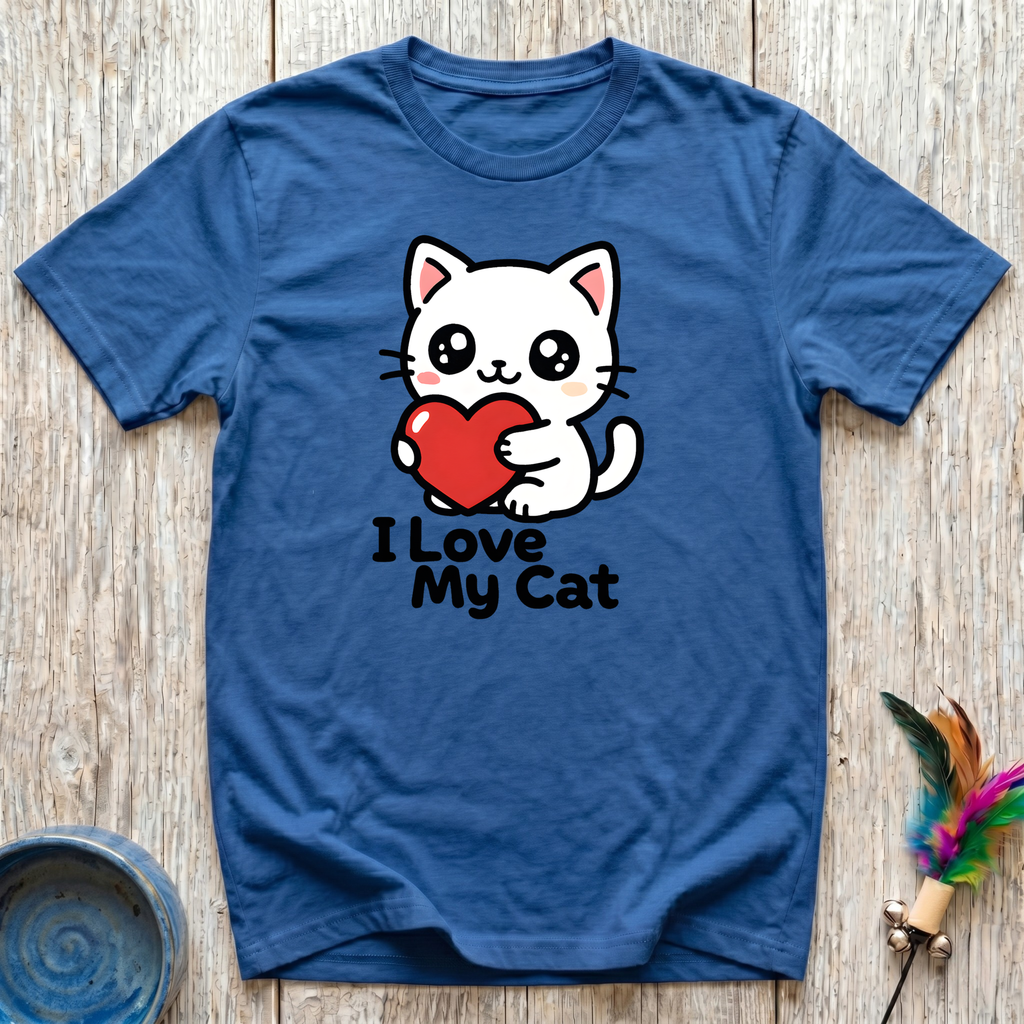 I Love My Cat T-Shirt | Cute Kawaii Cat Lover Tee | Cat Mom Dad Gift