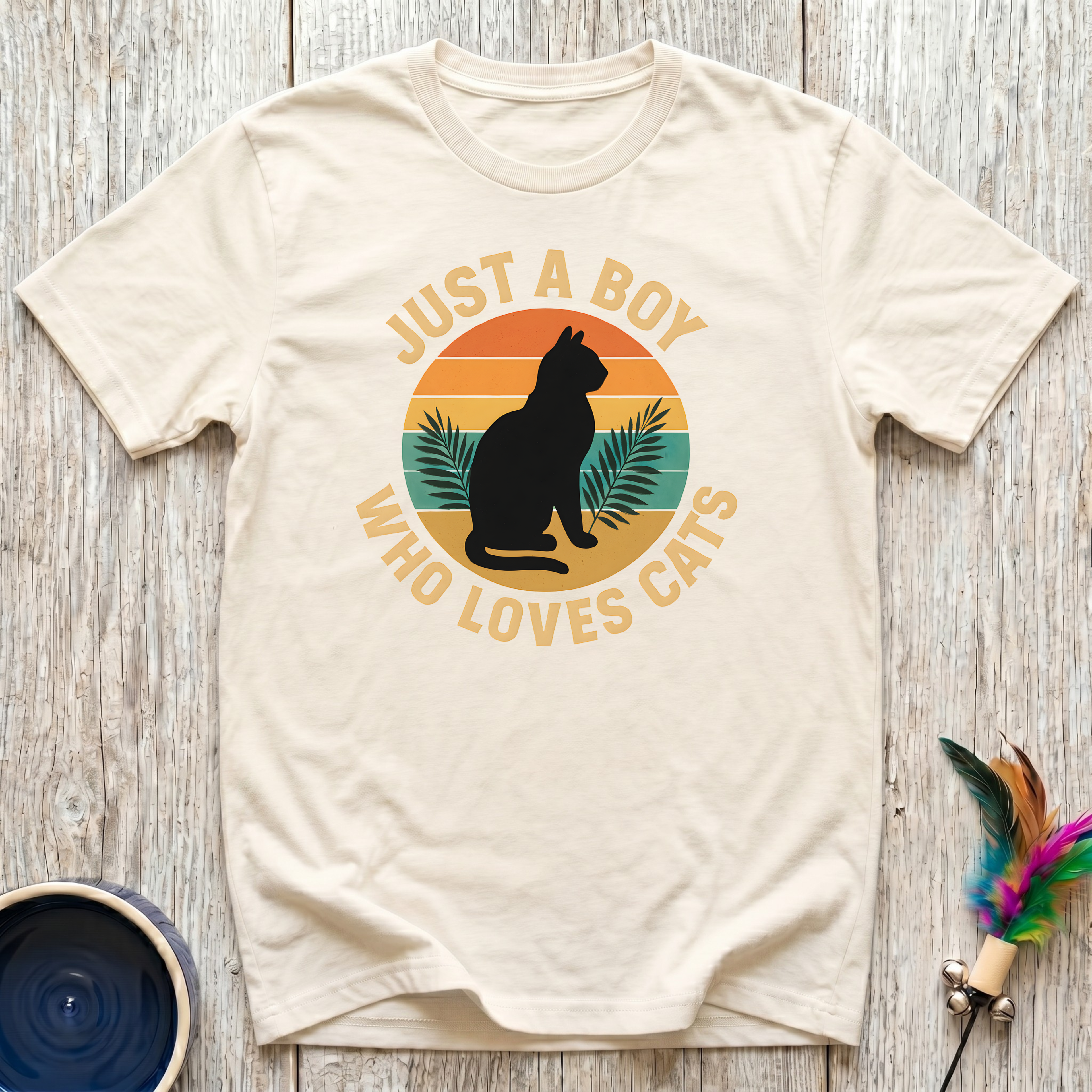 Just a Boy Who Loves Cats T-Shirt | Funny Cat Dad Tee | Cat Lover Men's Gift