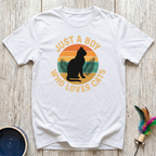 Just a Boy Who Loves Cats T-Shirt | Funny Cat Dad Tee | Cat Lover Men's Gift