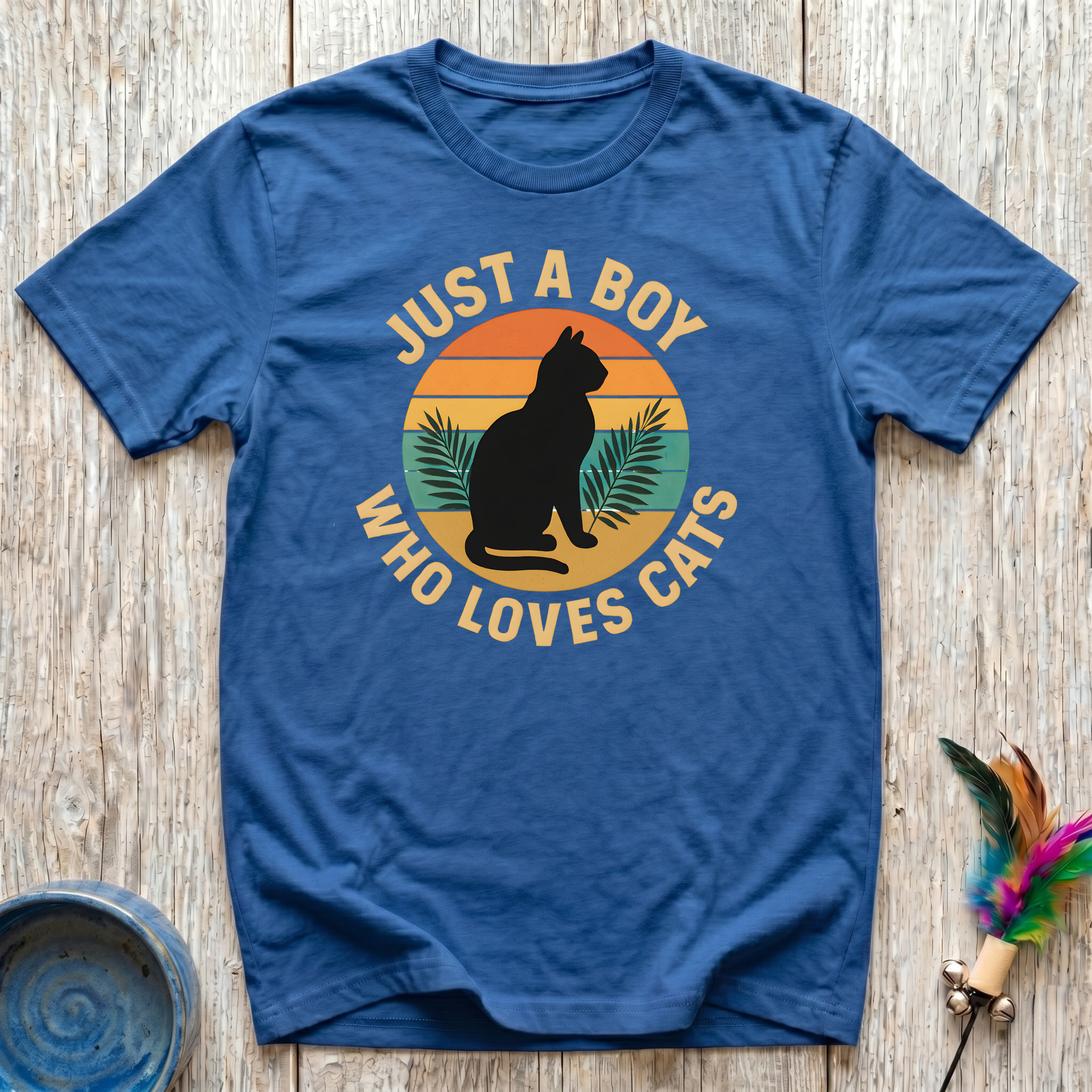 Just a Boy Who Loves Cats T-Shirt | Funny Cat Dad Tee | Cat Lover Men's Gift