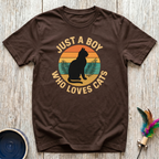 Just a Boy Who Loves Cats T-Shirt | Funny Cat Dad Tee | Cat Lover Men's Gift