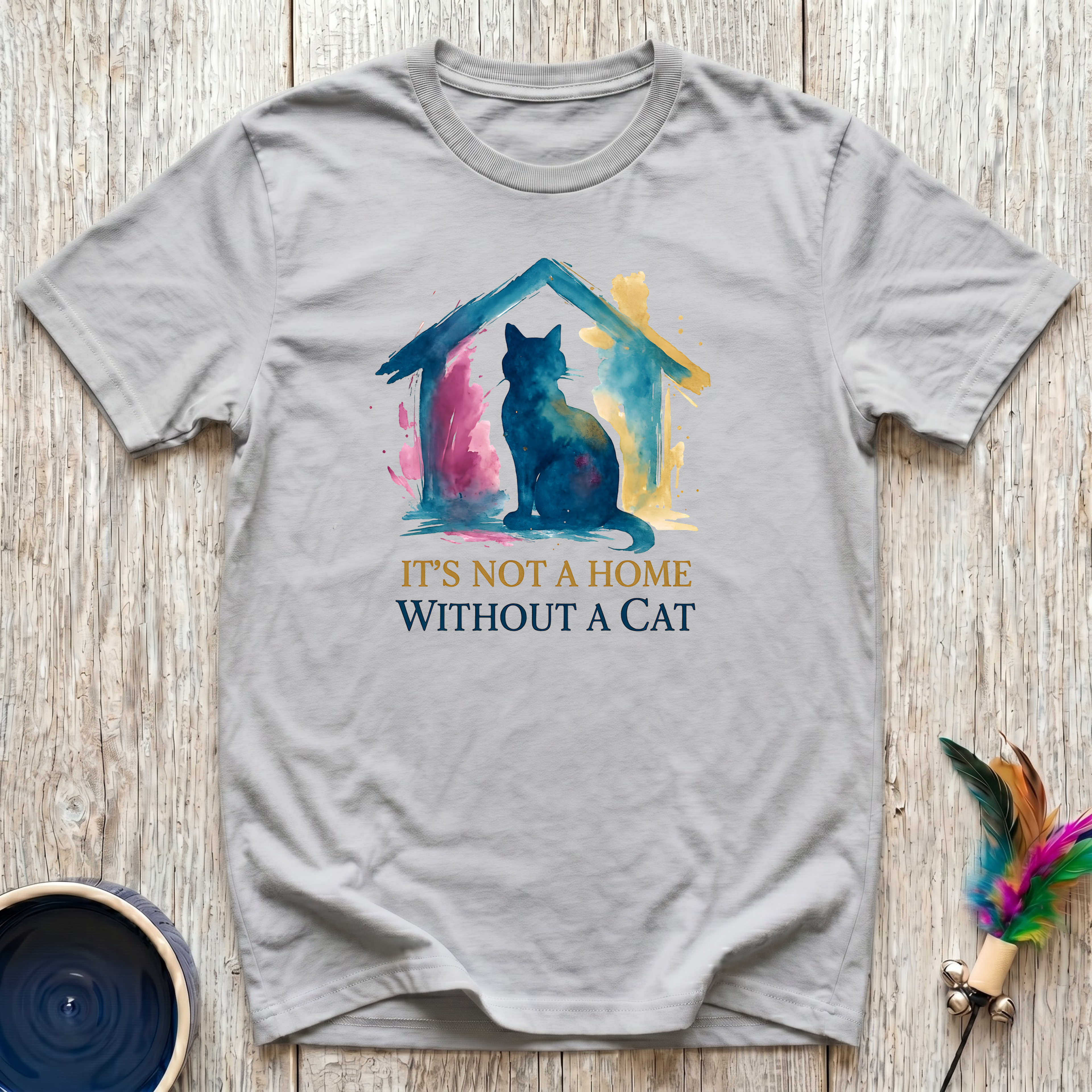 It's Not a Home Without a Cat T-Shirt | Watercolor Cat Lover Tee | Cat Mom Gift