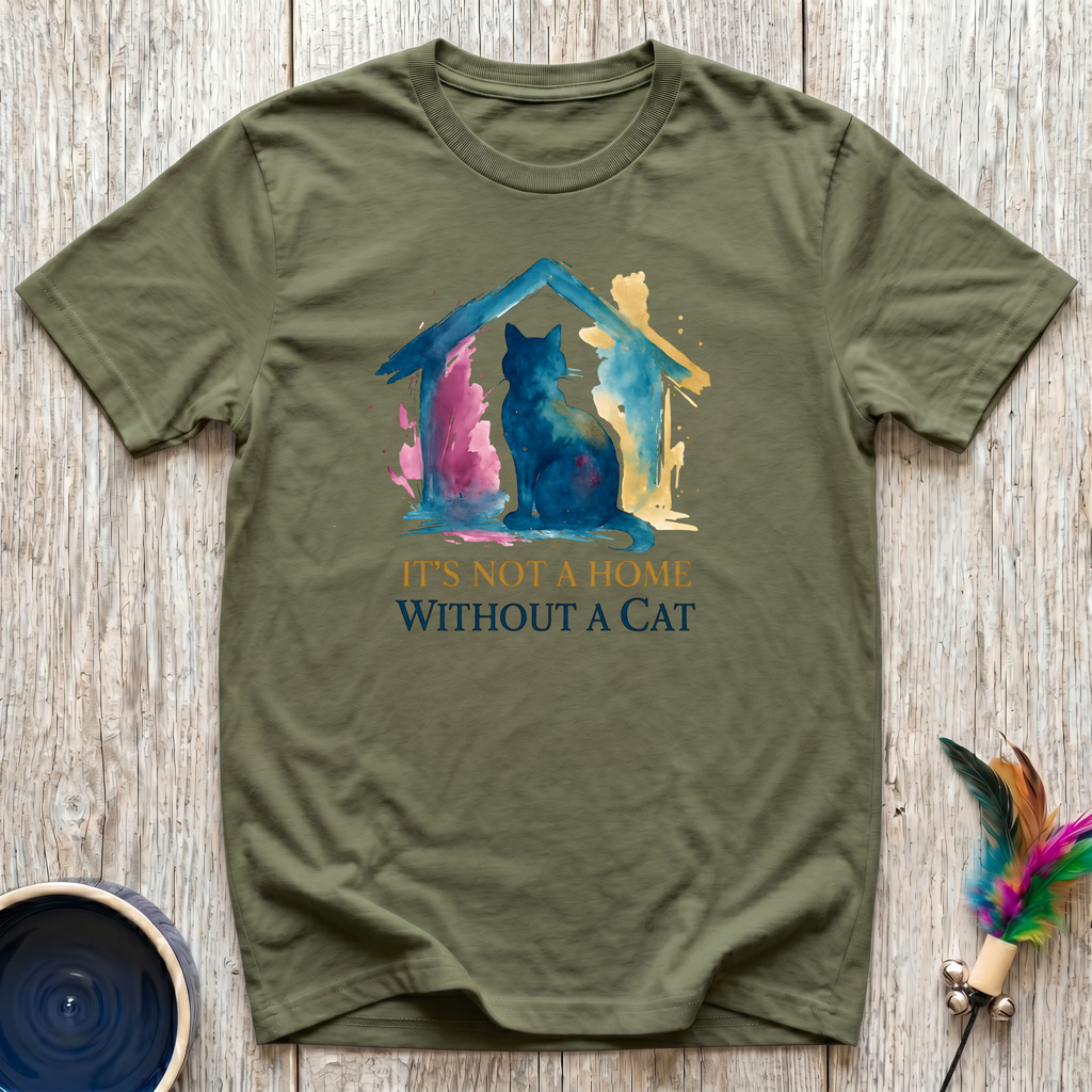 It's Not a Home Without a Cat T-Shirt | Watercolor Cat Lover Tee | Cat Mom Gift