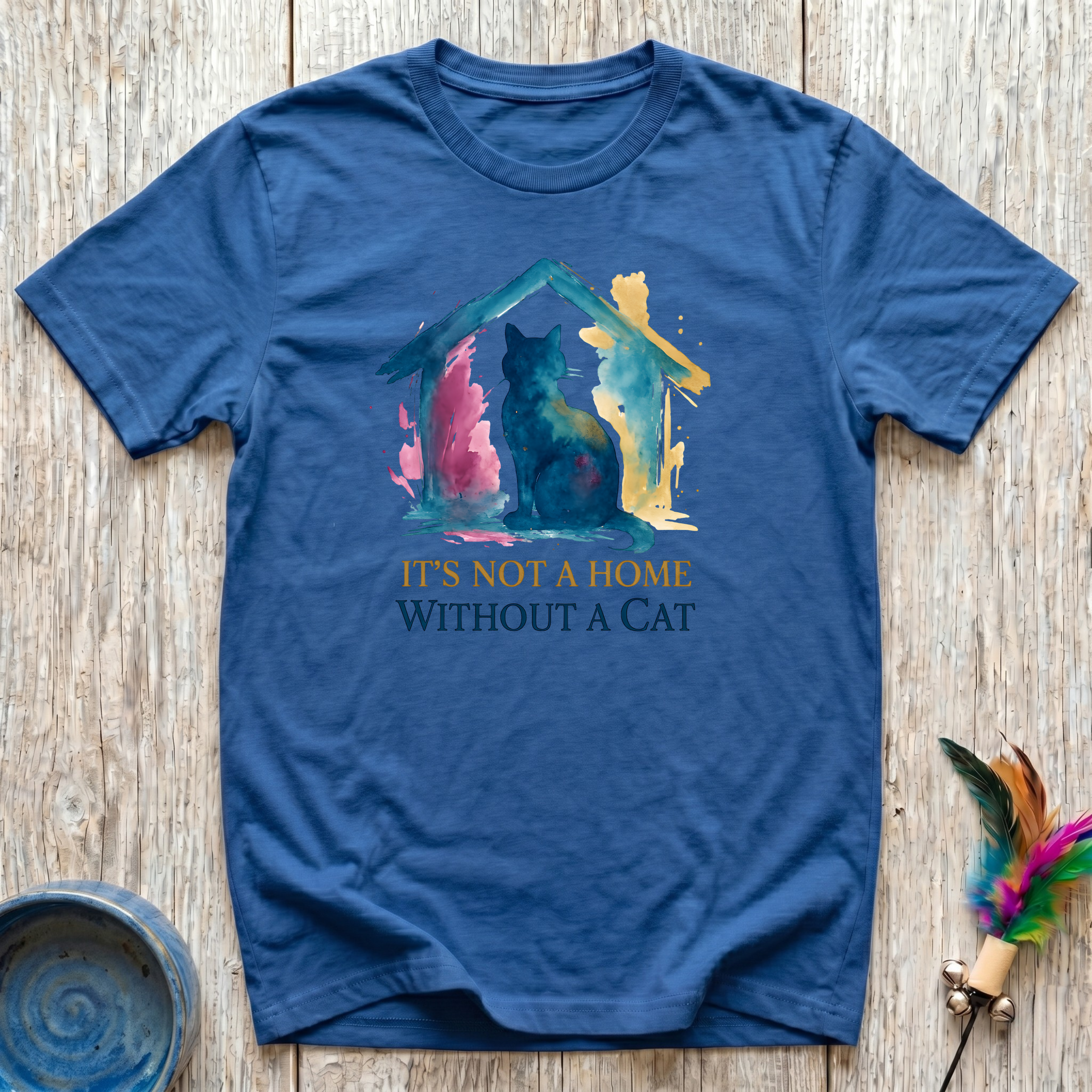 It's Not a Home Without a Cat T-Shirt | Watercolor Cat Lover Tee | Cat Mom Gift