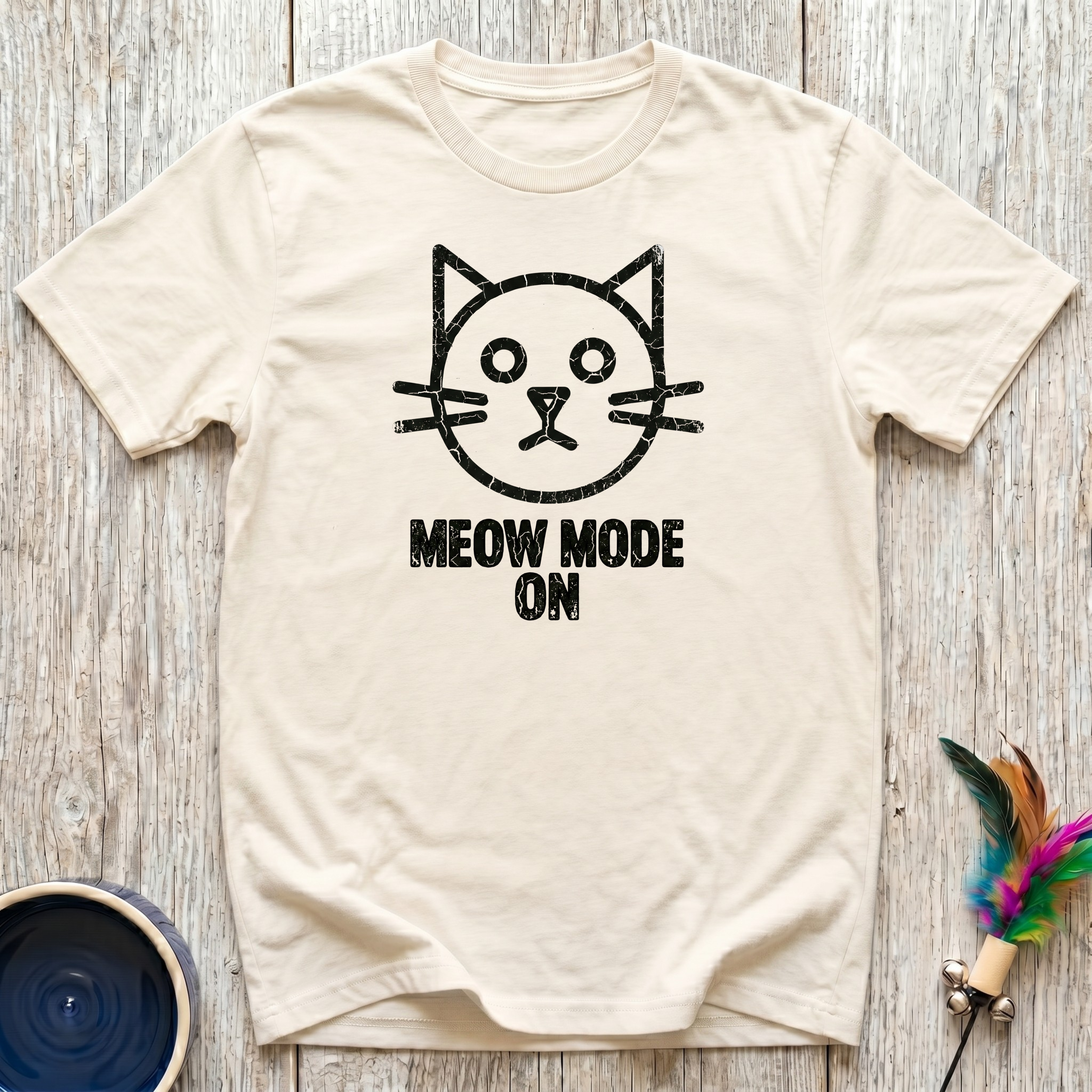 Meow Mode On T-Shirt | Funny Cat Lover Tee | Cat Mom Dad Minimalist Gift