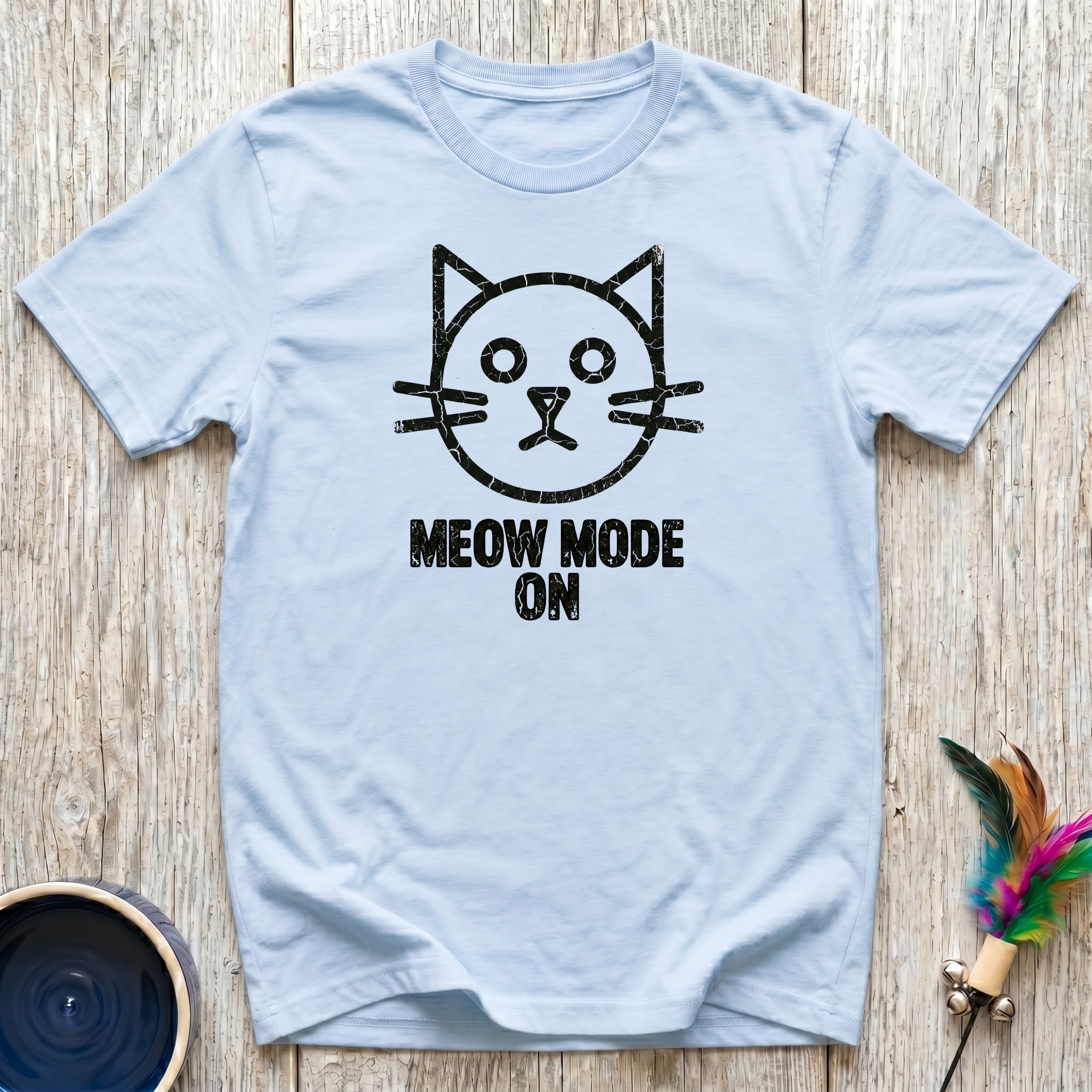 Meow Mode On T-Shirt | Funny Cat Lover Tee | Cat Mom Dad Minimalist Gift